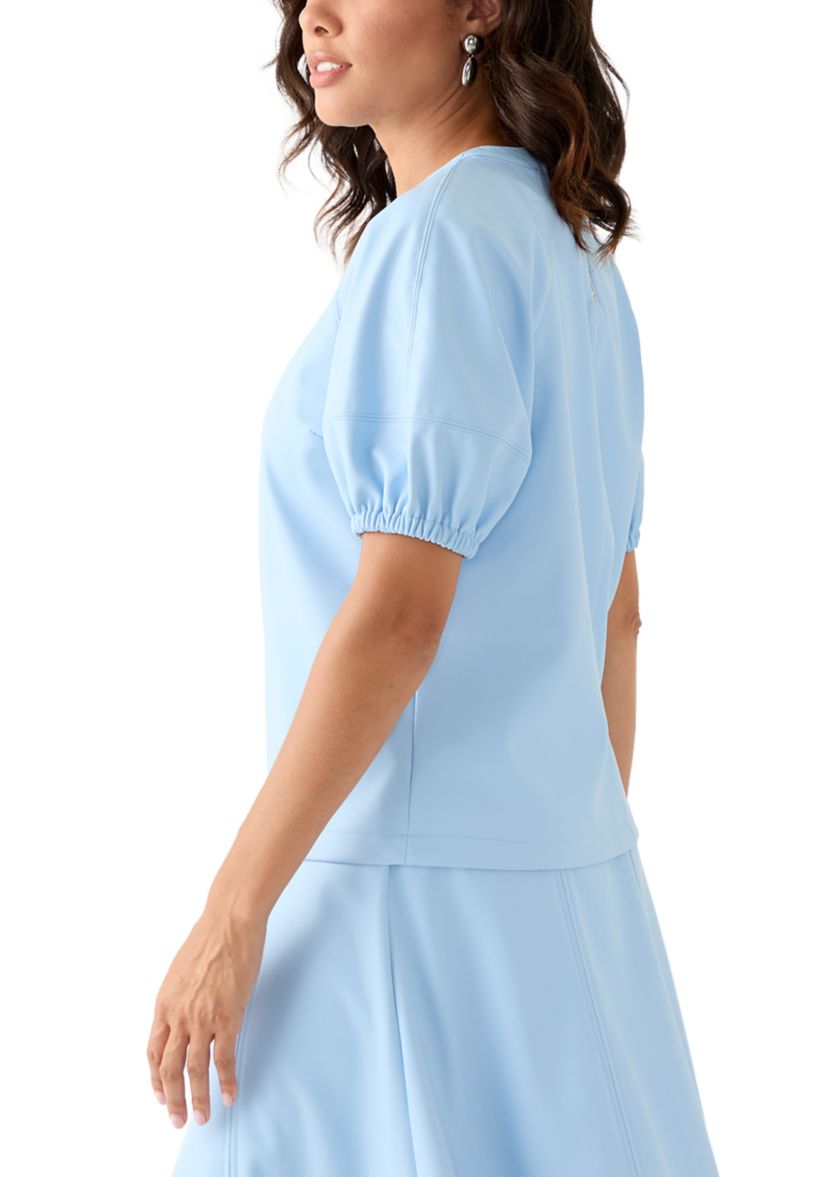 Womens Short Sleeve Leather Top