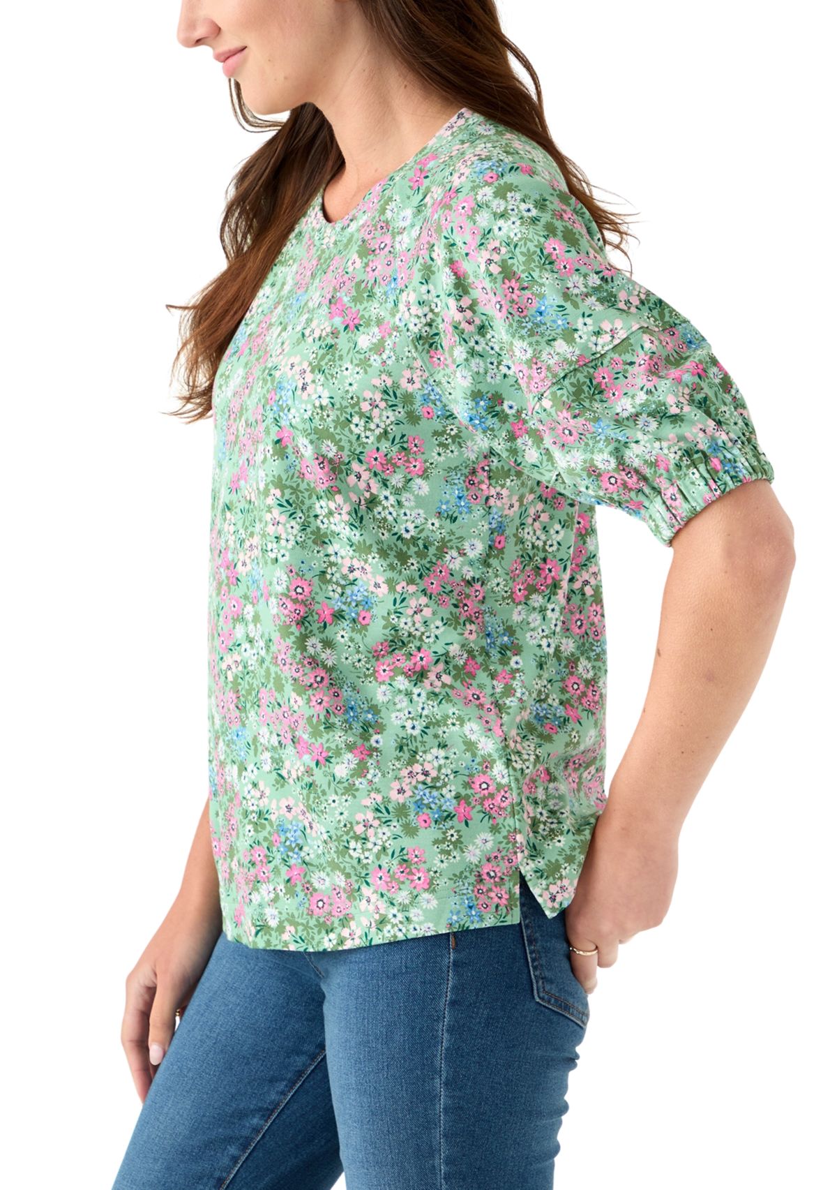 Womens Elbow Raglan Knit Top