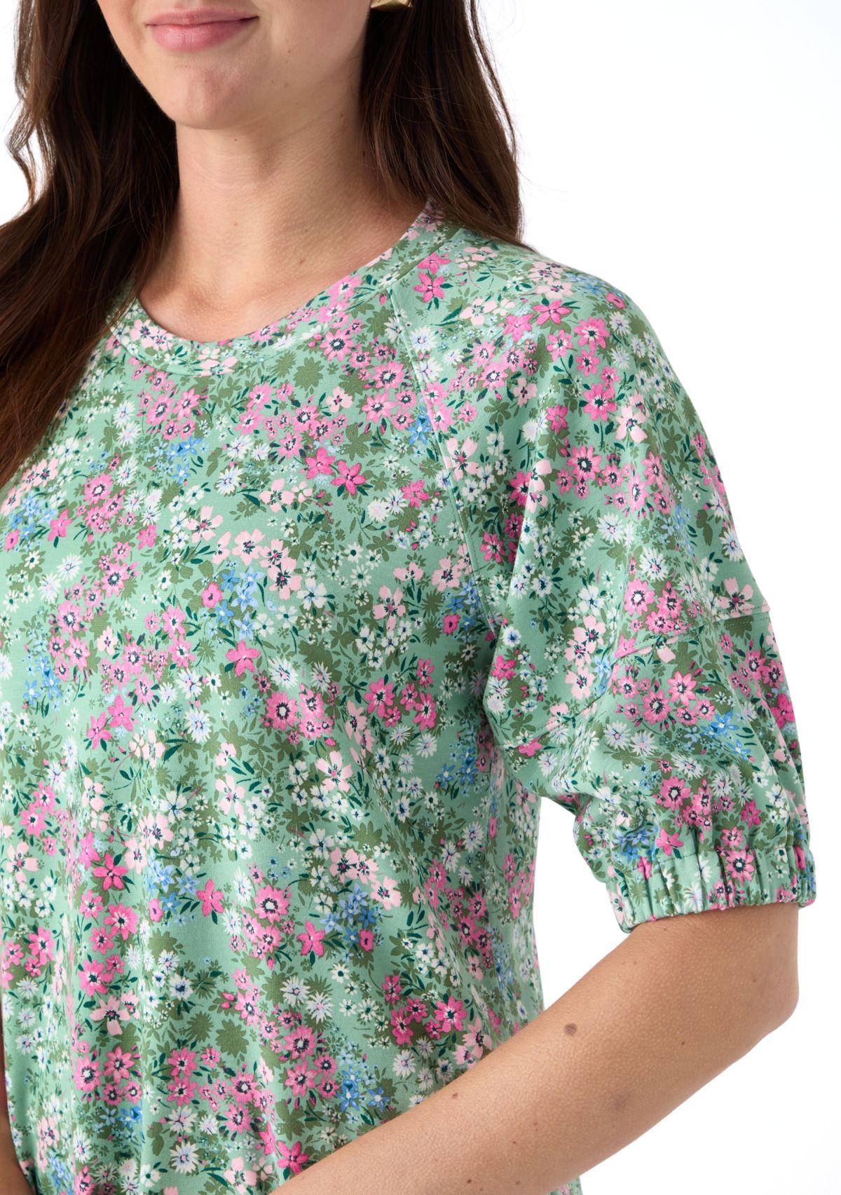 Womens Elbow Raglan Knit Top