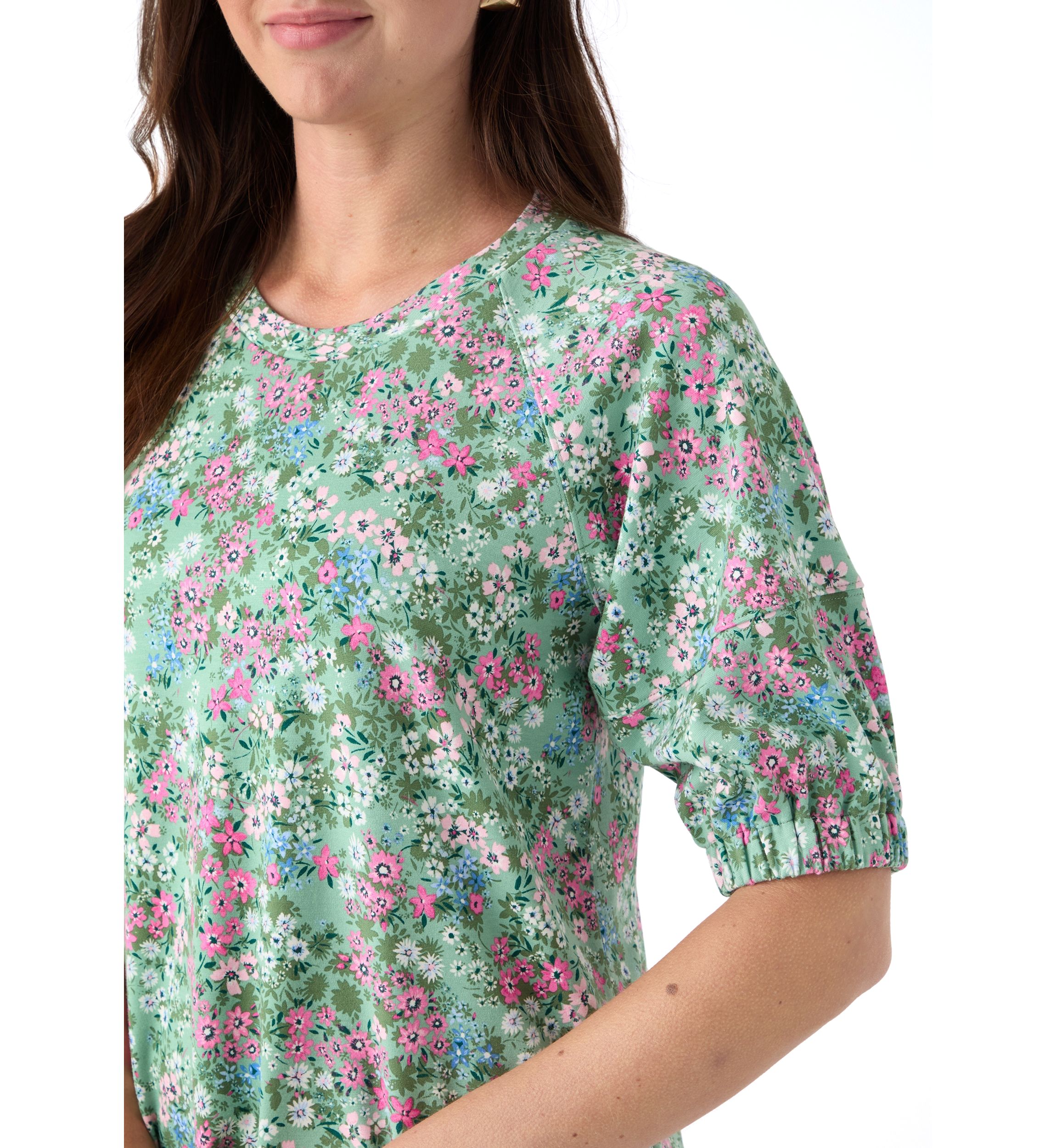 Womens Elbow Raglan Knit Top