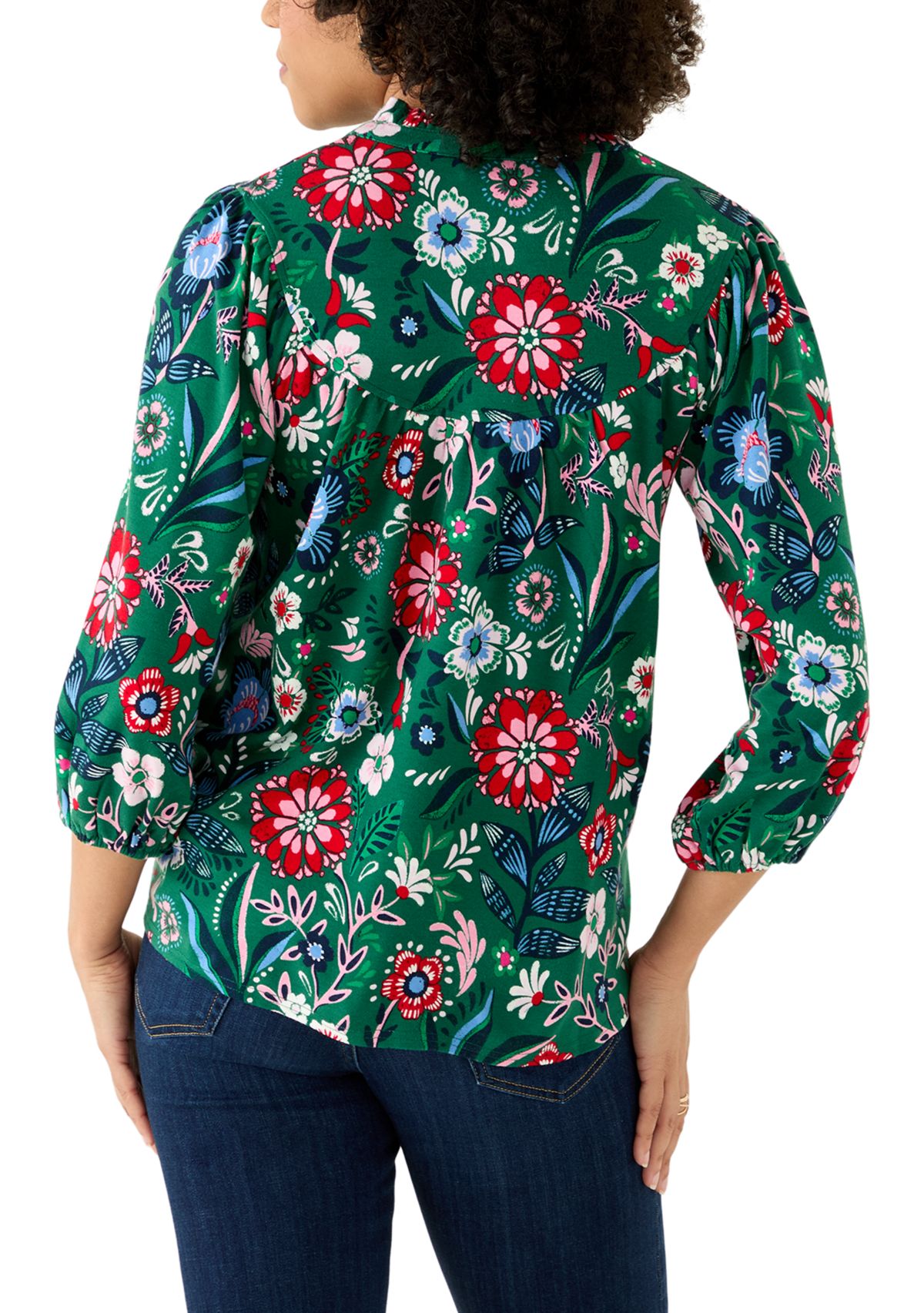 Womens Short Sleeve Print Ponte Top