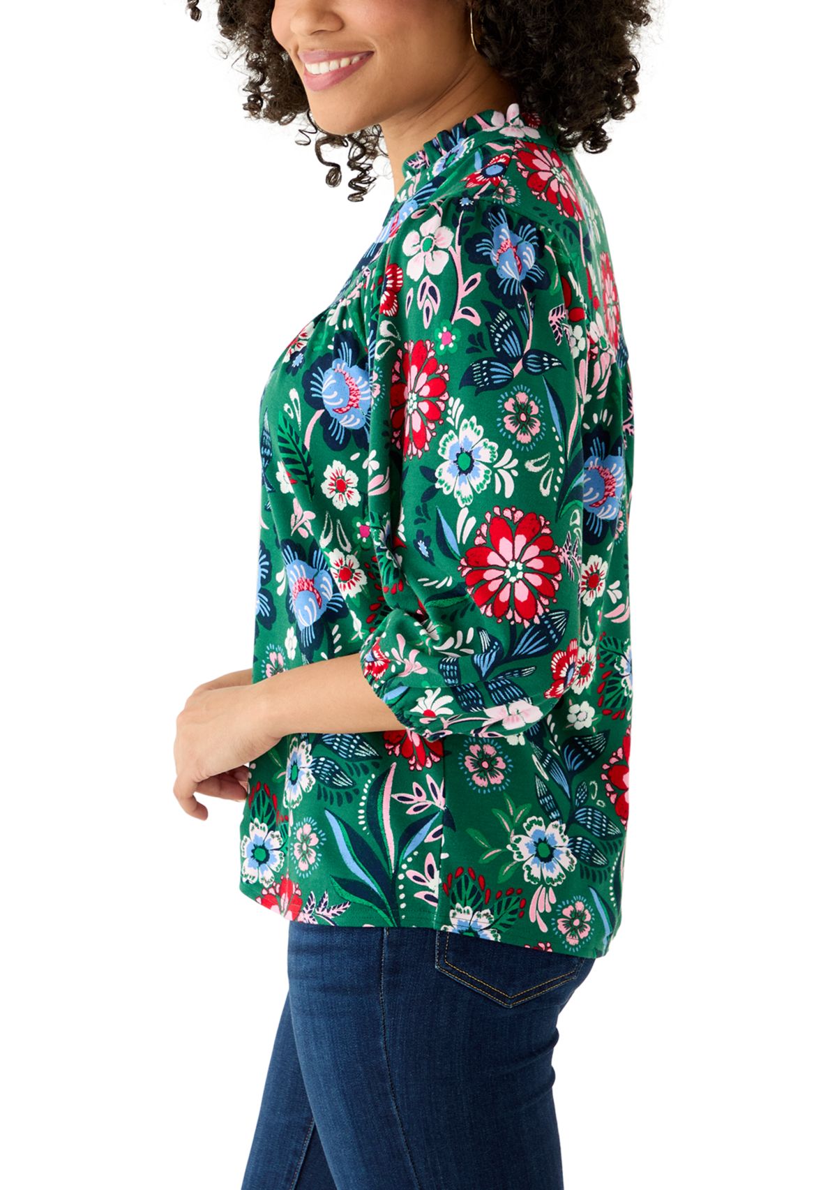 Womens Short Sleeve Print Ponte Top