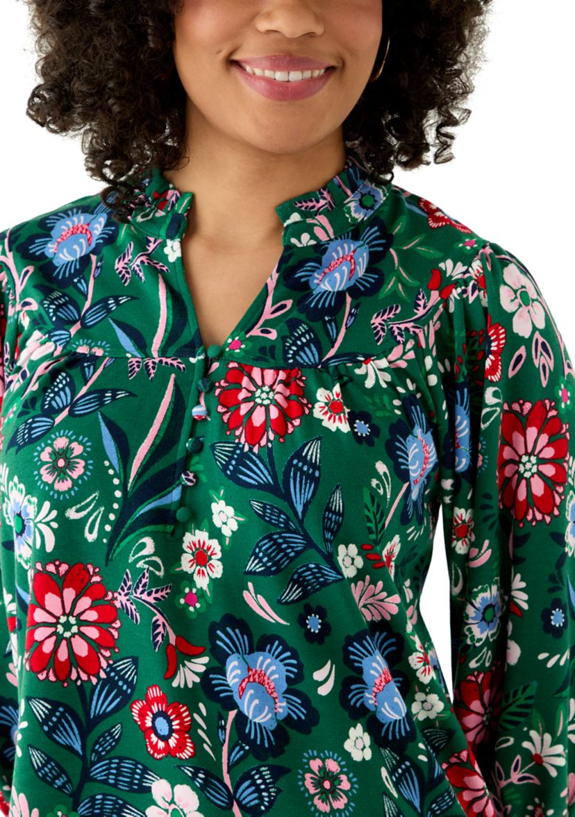 Womens Short Sleeve Print Ponte Top