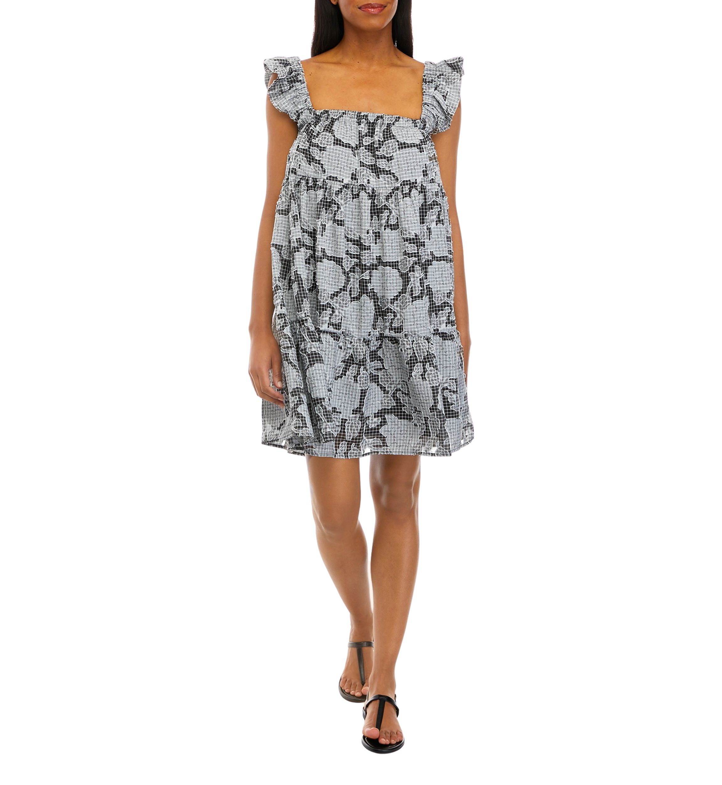 Womens Tiered Burnout Swing Dress