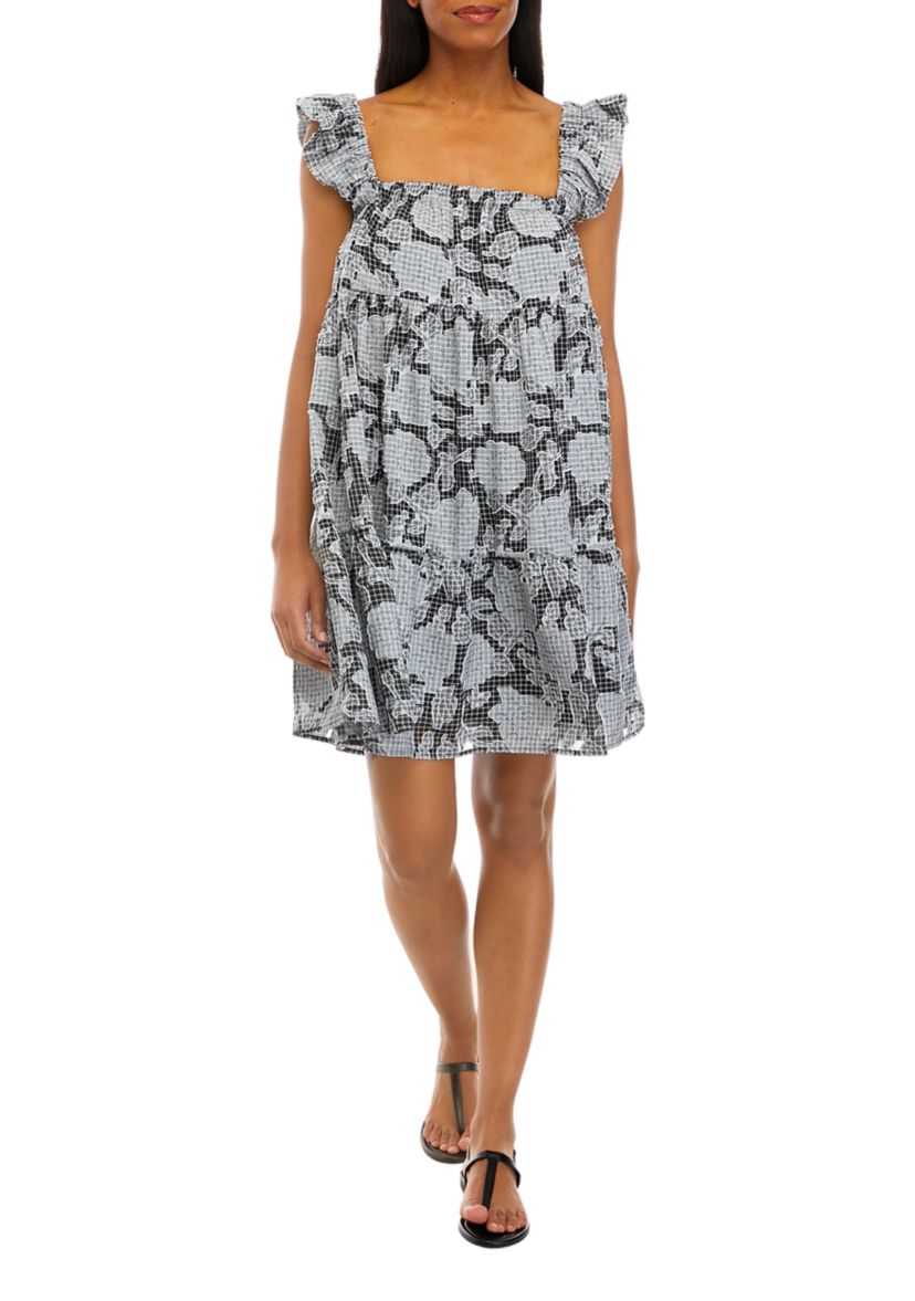 Womens Tiered Burnout Swing Dress