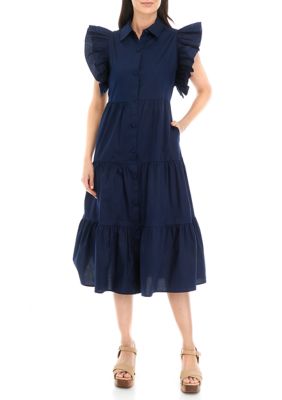 Lucky Brand, Dresses, Lucky Brand Georgette Merlot Dress Hi Low Empire  Waist Fit Flare Versatile