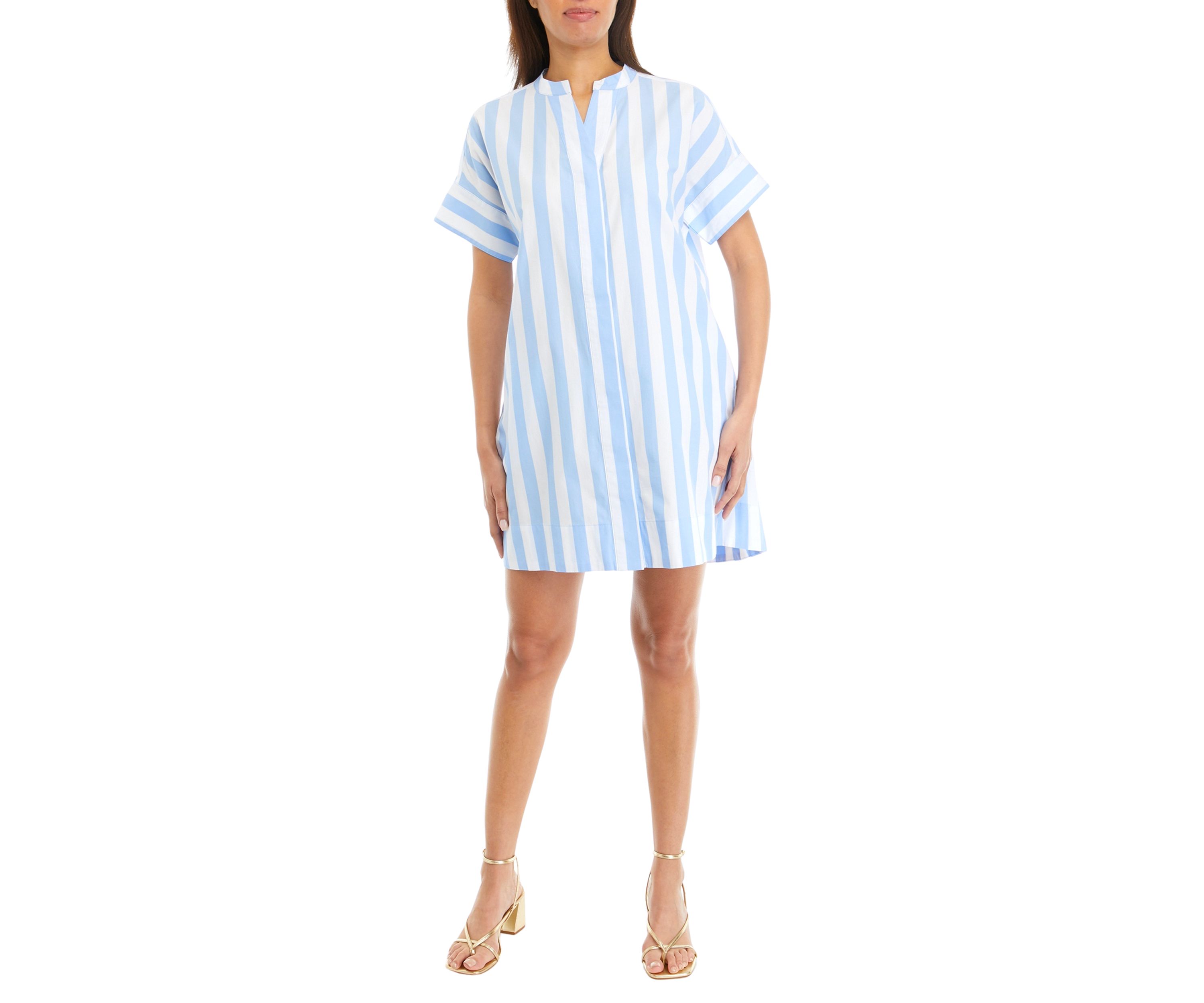 Womens Short Sleeve Solid Popover Dress