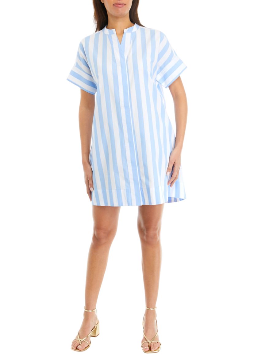 Womens Short Sleeve Solid Popover Dress