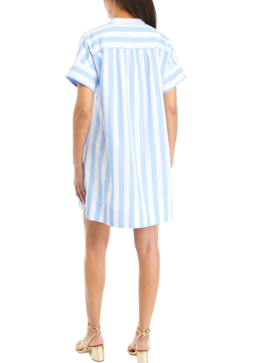 Womens Short Sleeve Solid Popover Dress