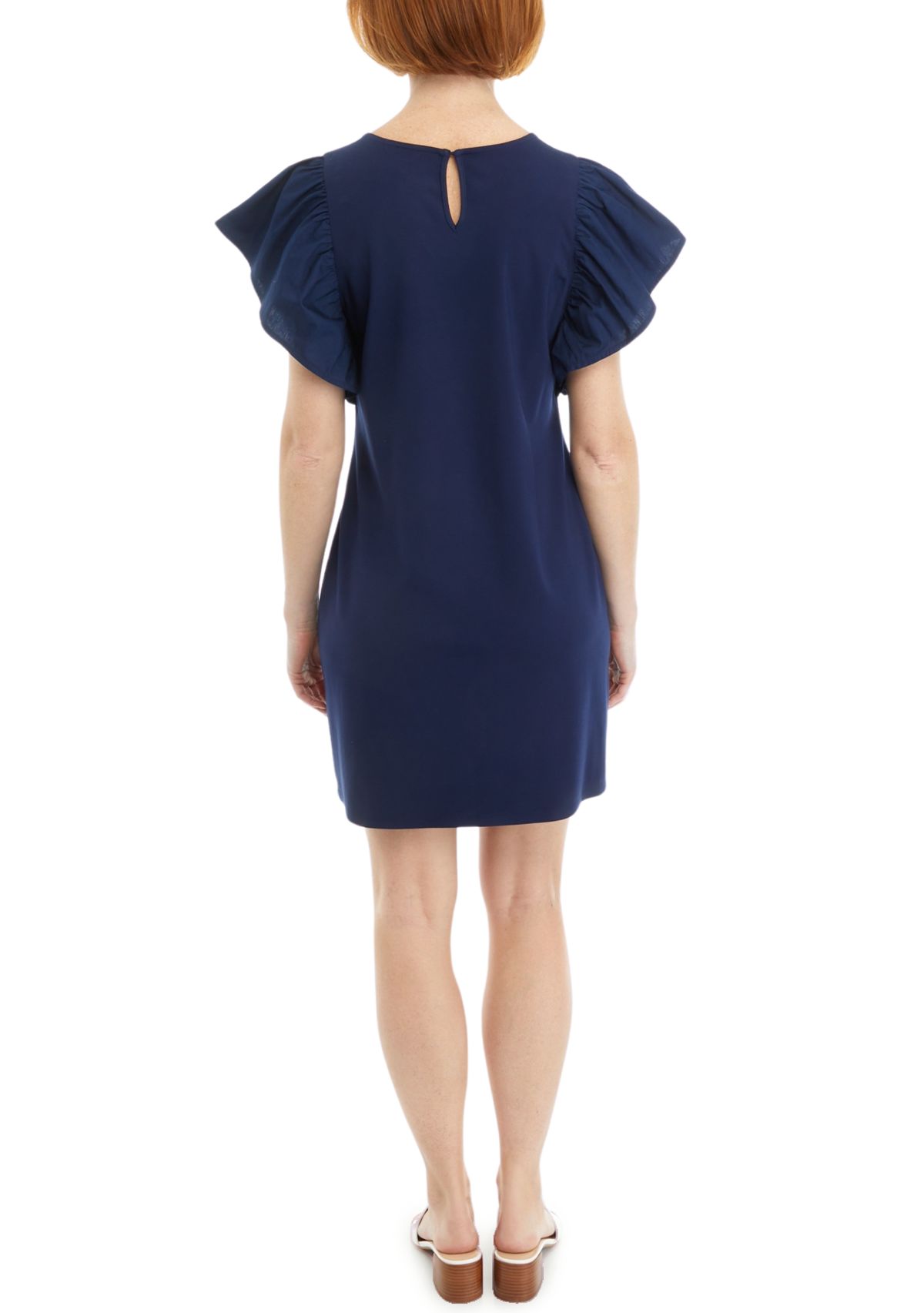Womens Flutter Sleeve Ponte Dress