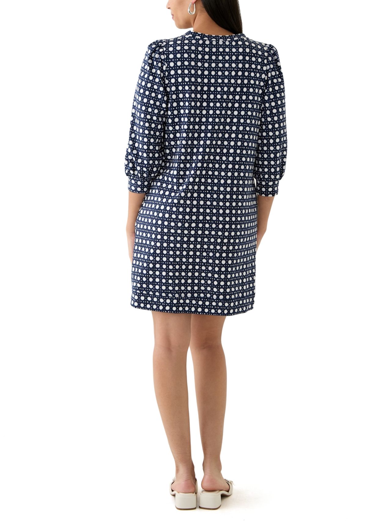 Womens 3/4 Sleeve Ponte Shift Dress