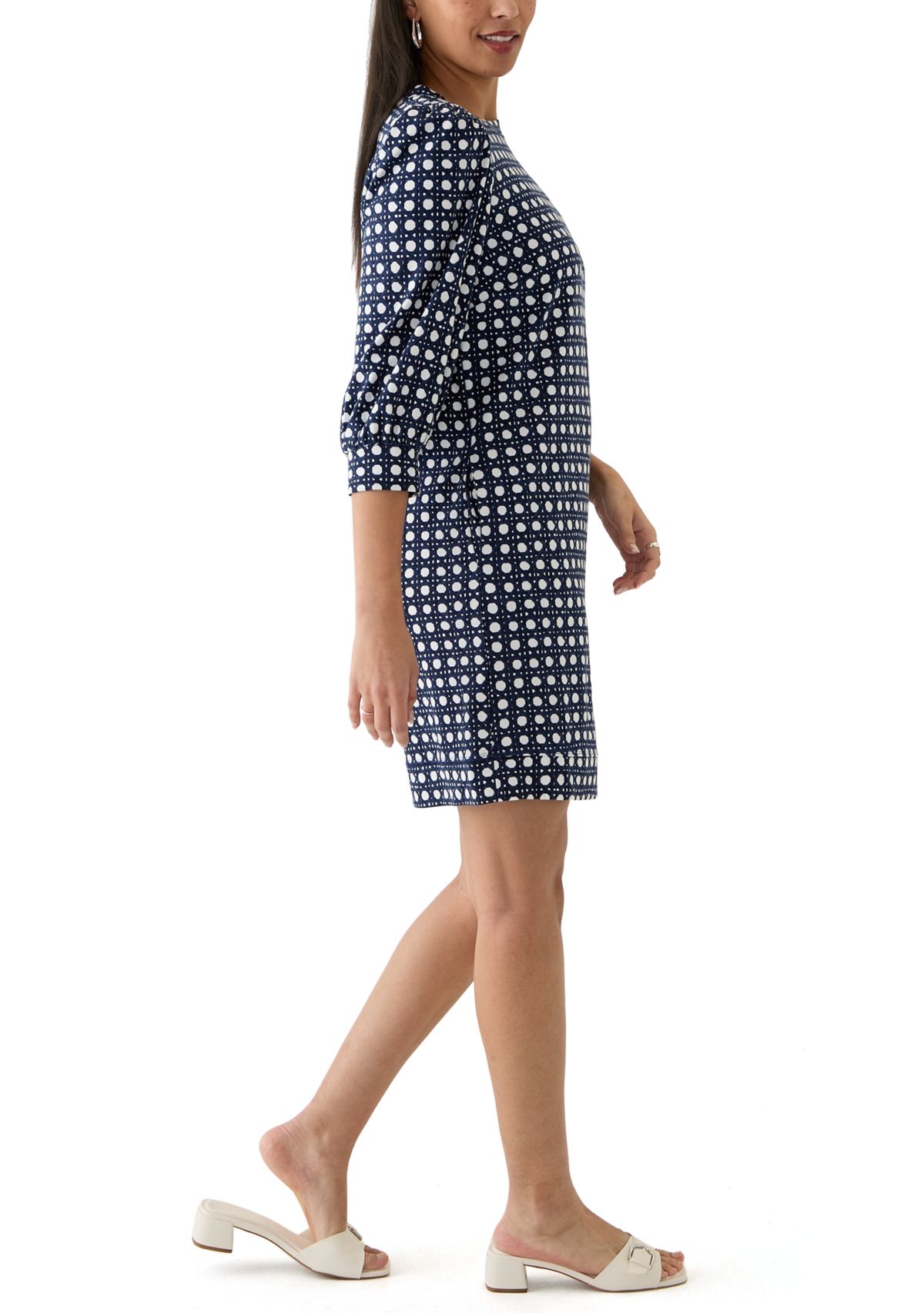 Womens 3/4 Sleeve Ponte Shift Dress