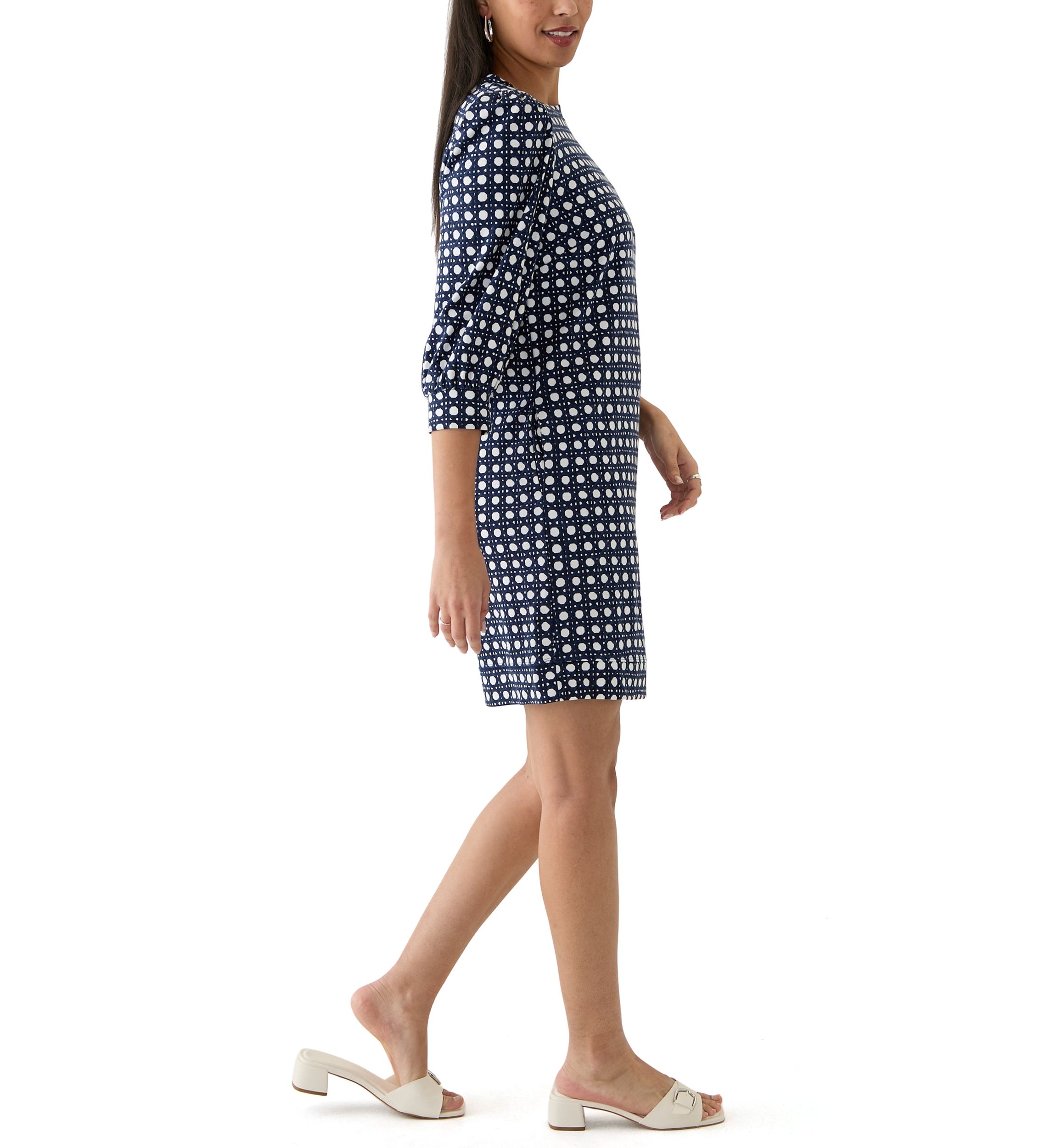 Womens 3/4 Sleeve Ponte Shift Dress