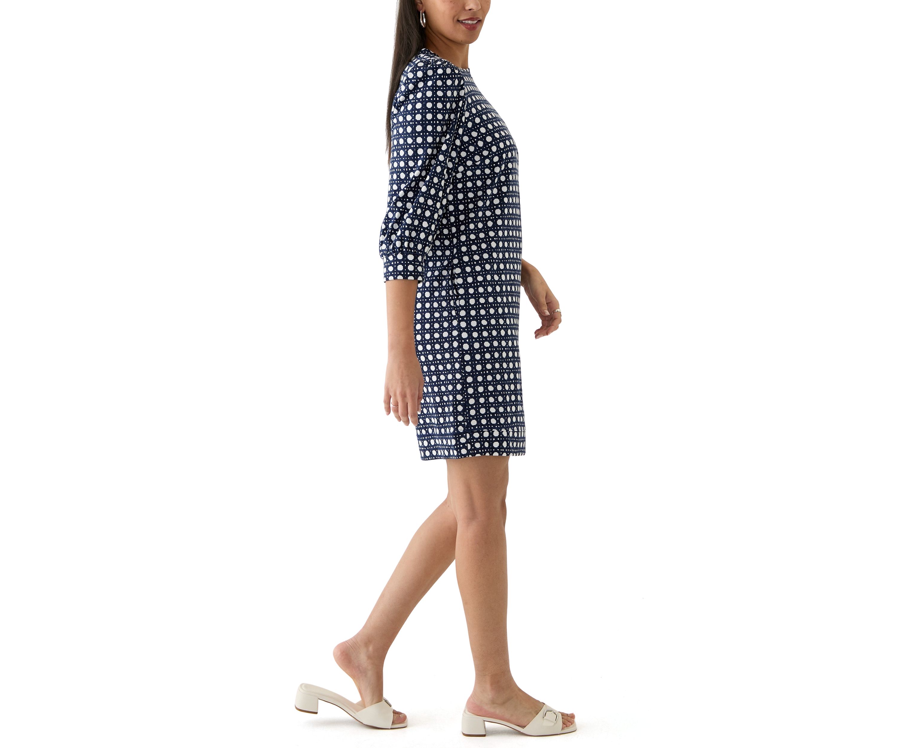 Womens 3/4 Sleeve Ponte Shift Dress