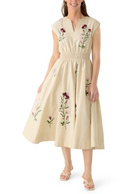 Crown & Ivy Women's Sleeveless Notch Neck Midi Dress