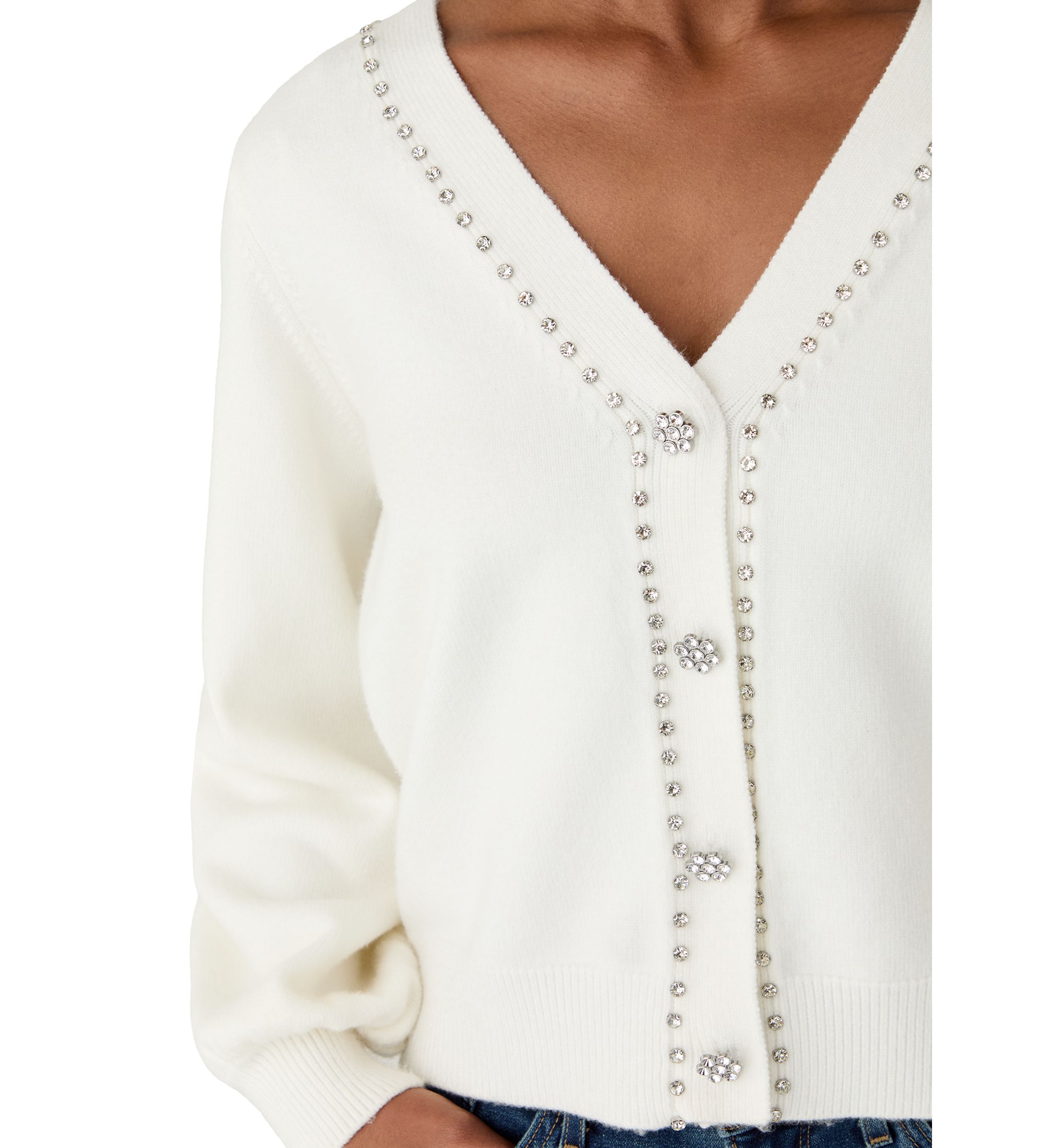 Crown & Ivy™ Women's Jeweled Cropped Cardigan | Belk
