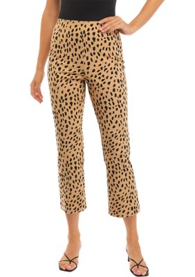 Michael Kors Textured Animal Print Pants, Black/White, Petite XL