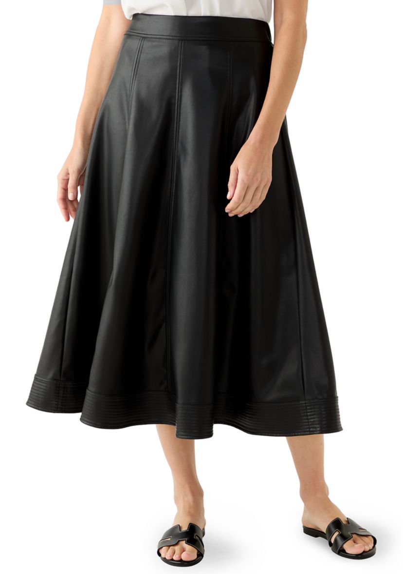 Womens Leather Midi Skirt