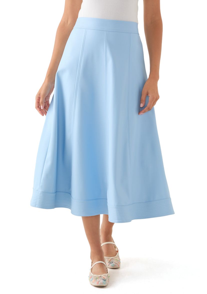 Womens Leather Midi Skirt