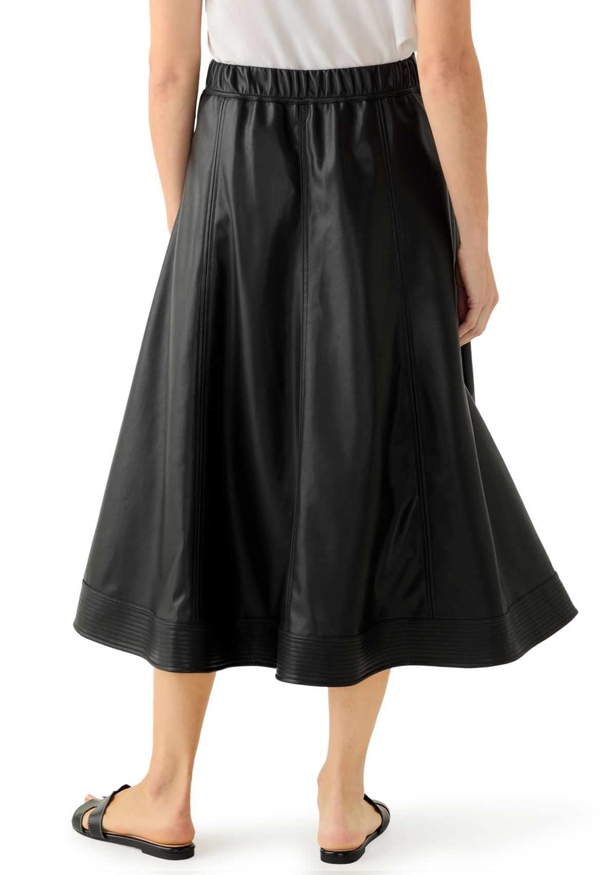 Womens Leather Midi Skirt