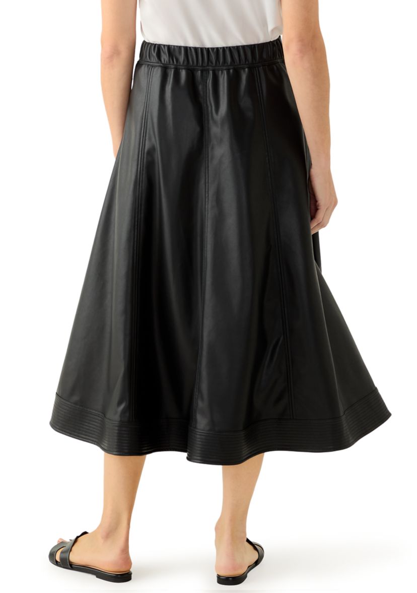 Womens Leather Midi Skirt