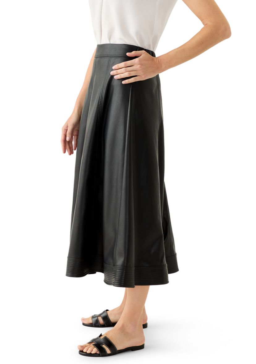 Womens Leather Midi Skirt
