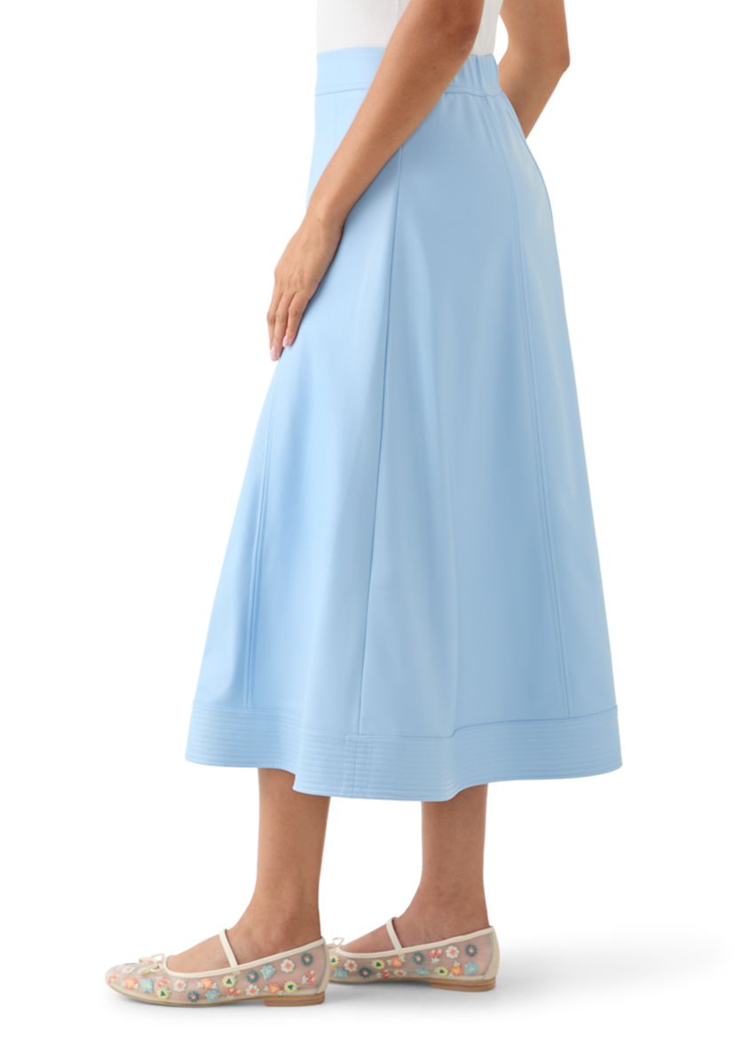 Womens Leather Midi Skirt