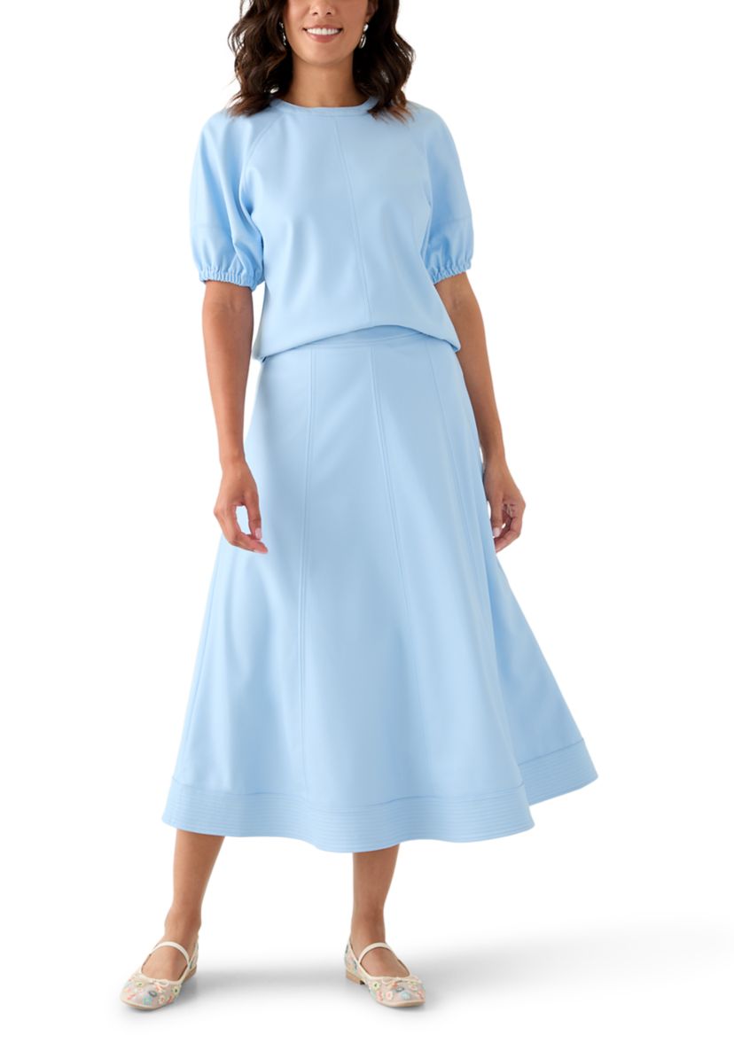 Womens Leather Midi Skirt