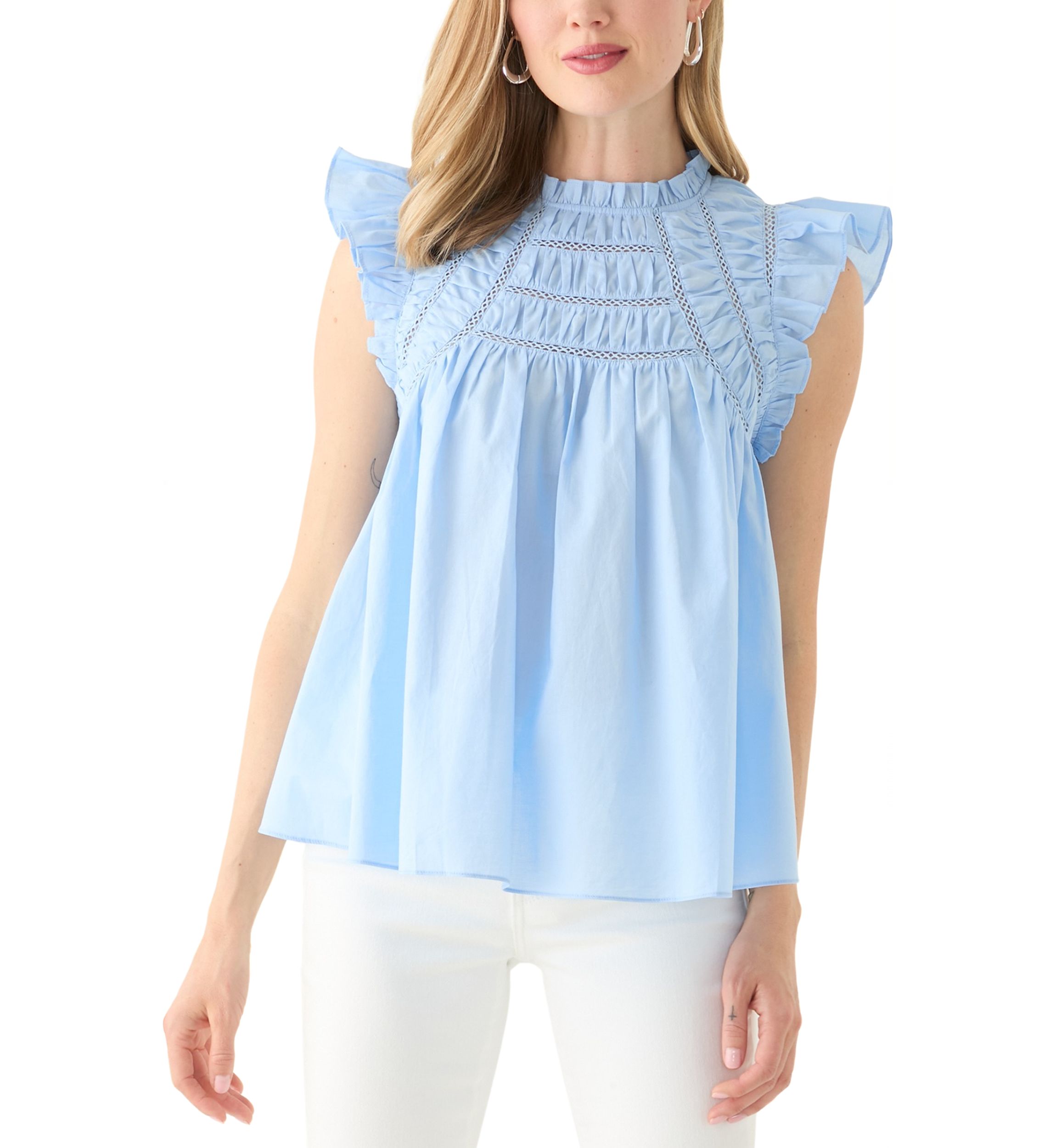 Petite Flutter Sleeve Voile Woven Blouse