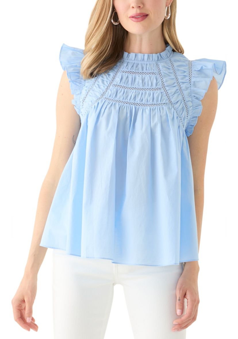 Petite Flutter Sleeve Voile Woven Blouse