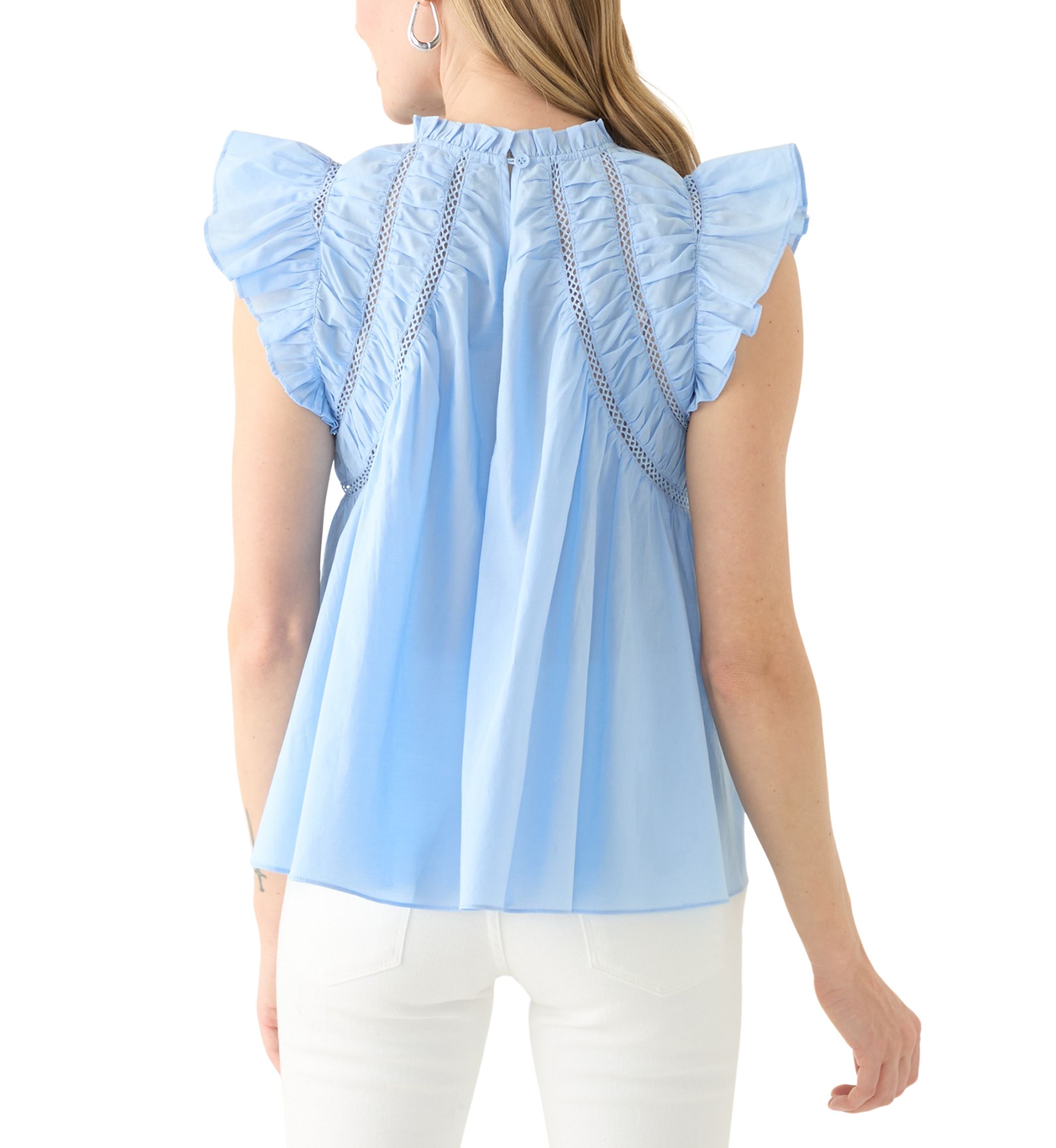 Petite Flutter Sleeve Voile Woven Blouse