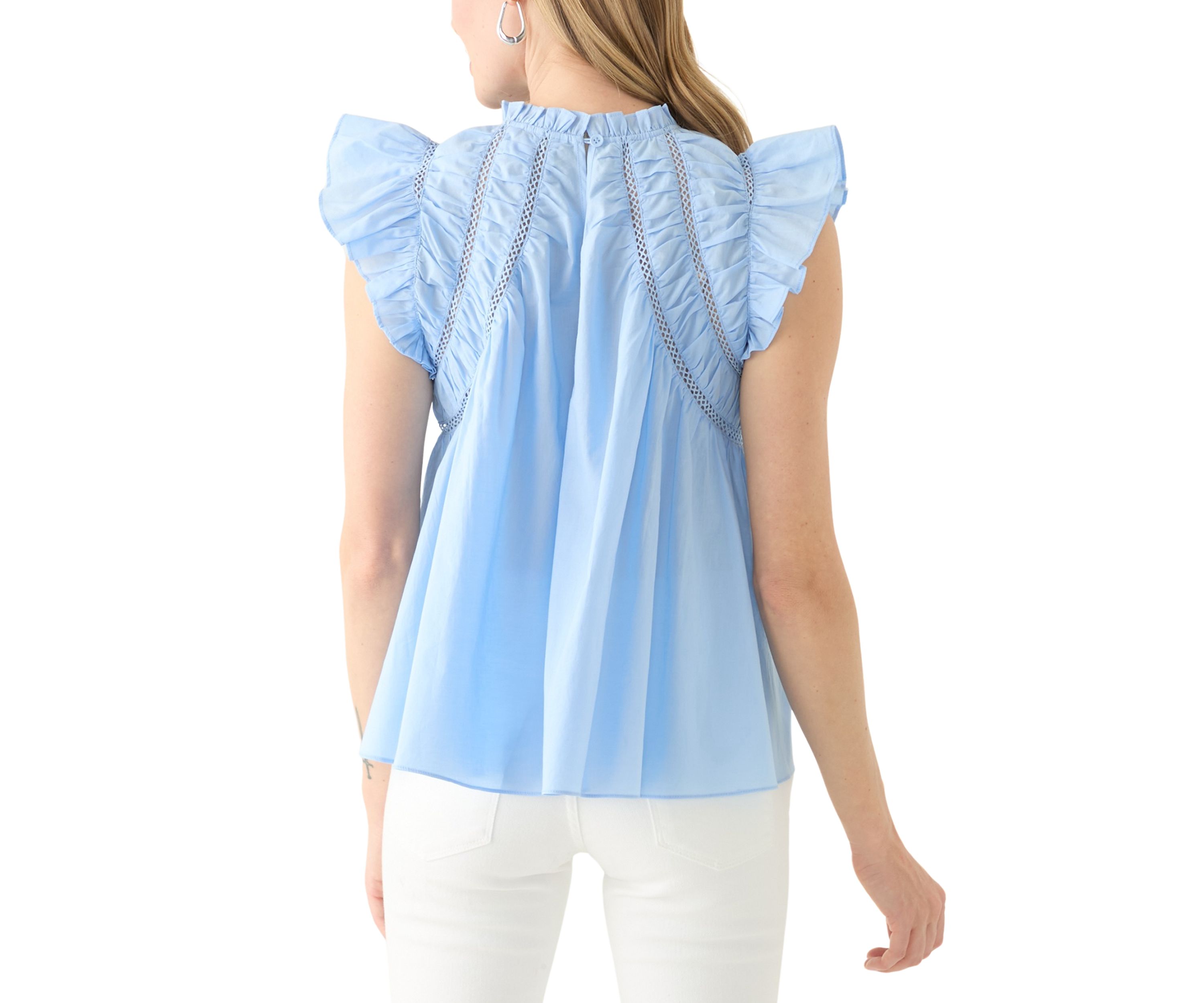 Petite Flutter Sleeve Voile Woven Blouse