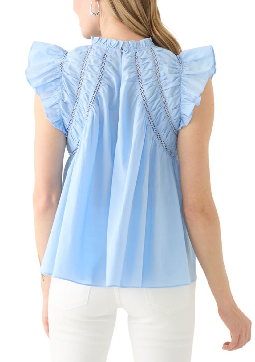 Petite Flutter Sleeve Voile Woven Blouse