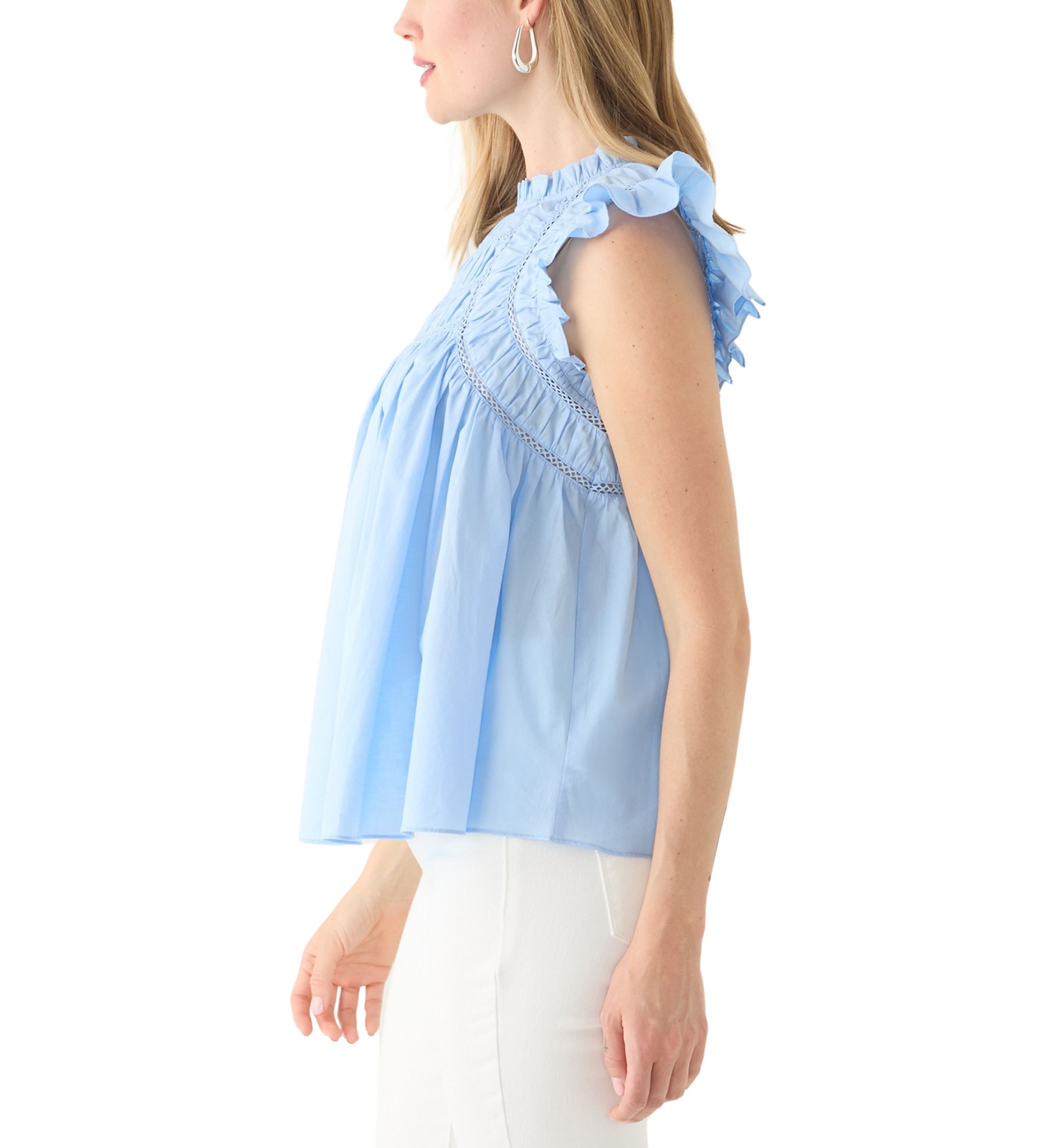 Petite Flutter Sleeve Voile Woven Blouse