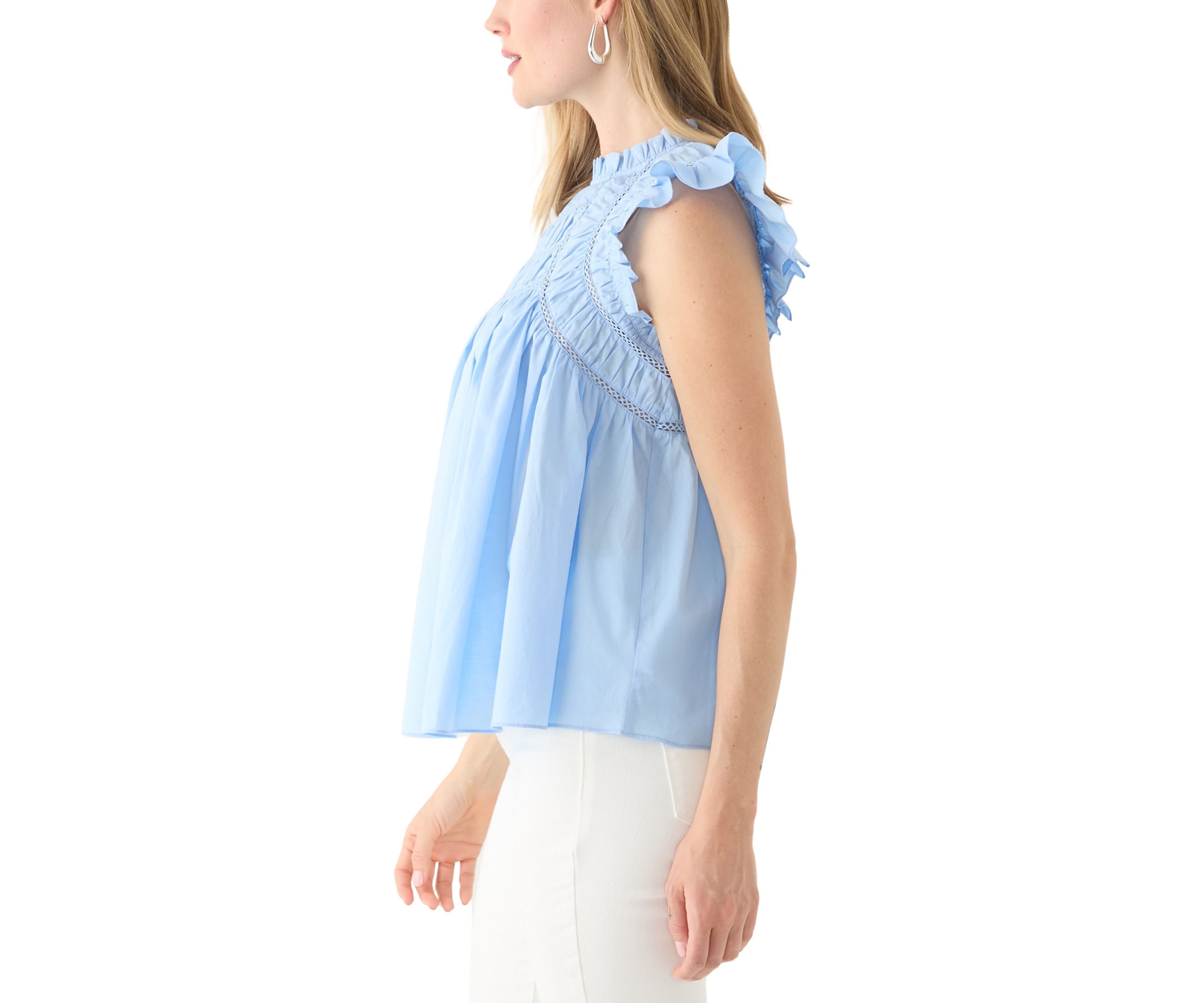 Petite Flutter Sleeve Voile Woven Blouse