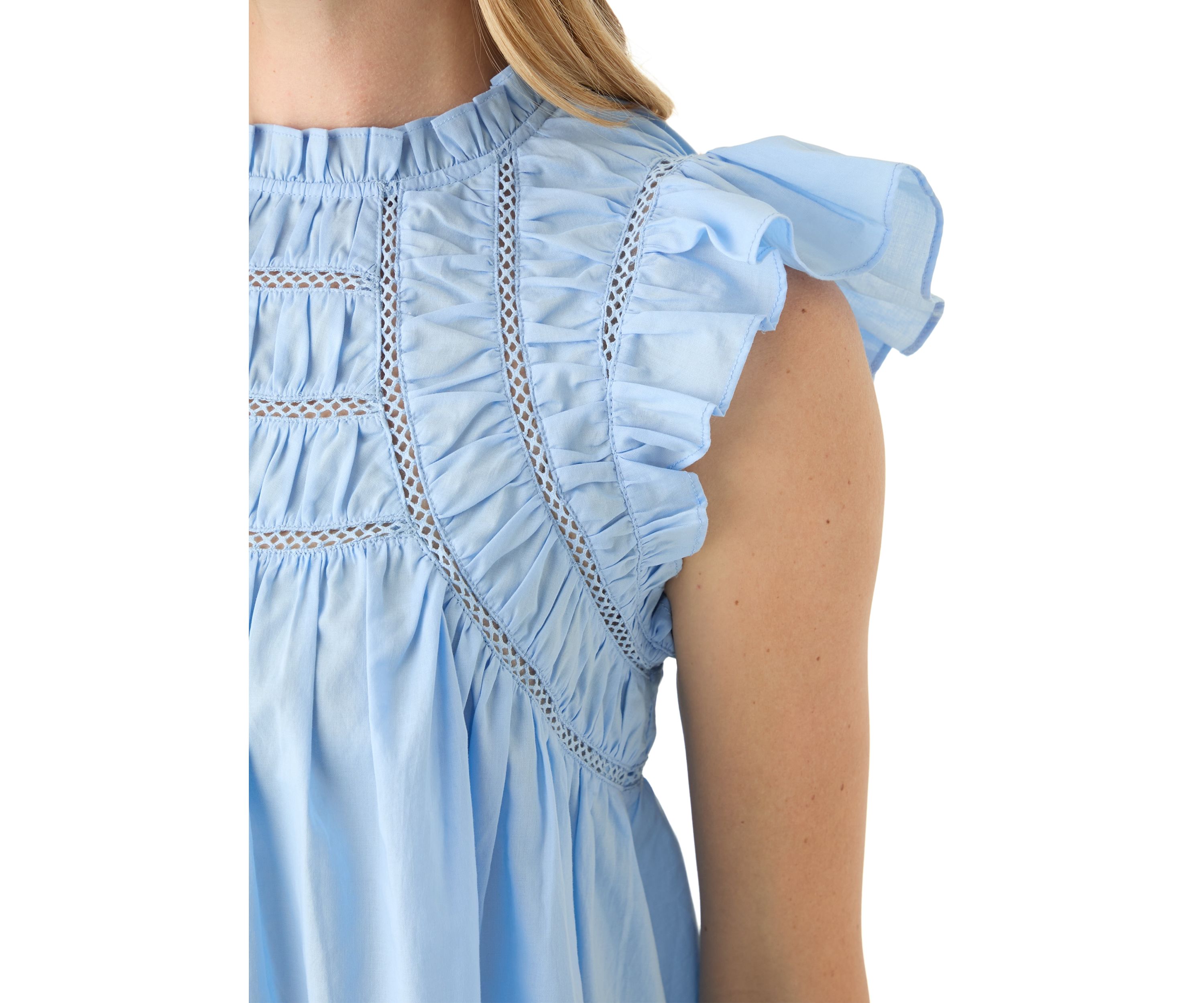 Petite Flutter Sleeve Voile Woven Blouse