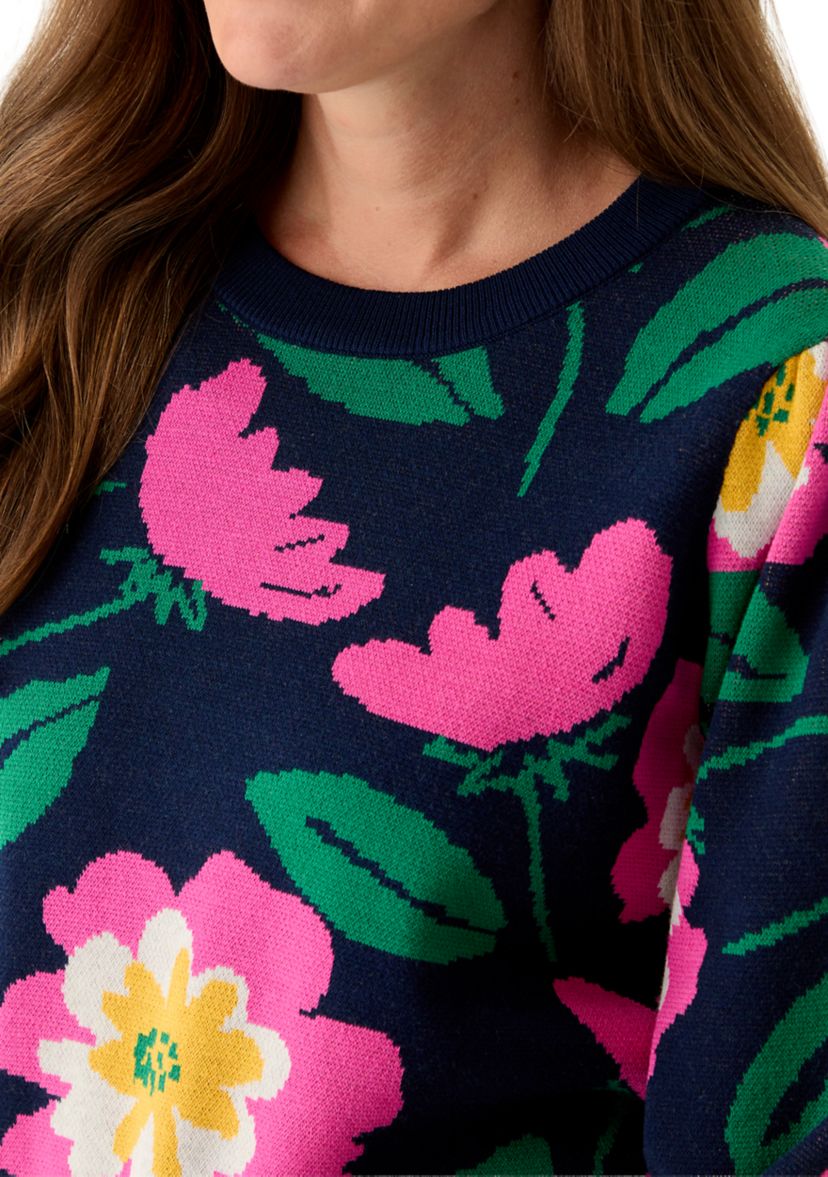 Petite Puff Sleeve Intarsia Sweater