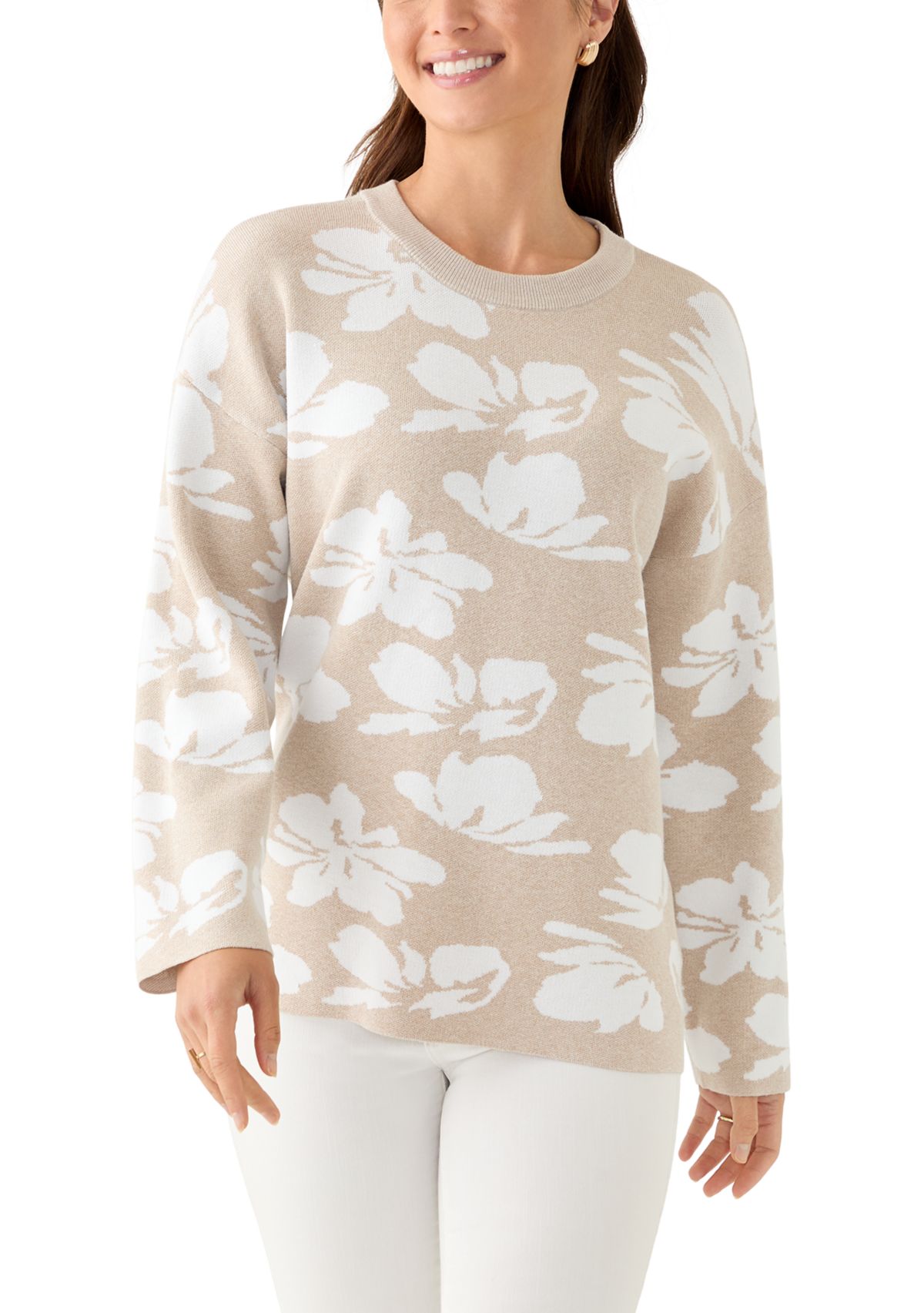 Petite Intarsia Knit Tunic Sweater