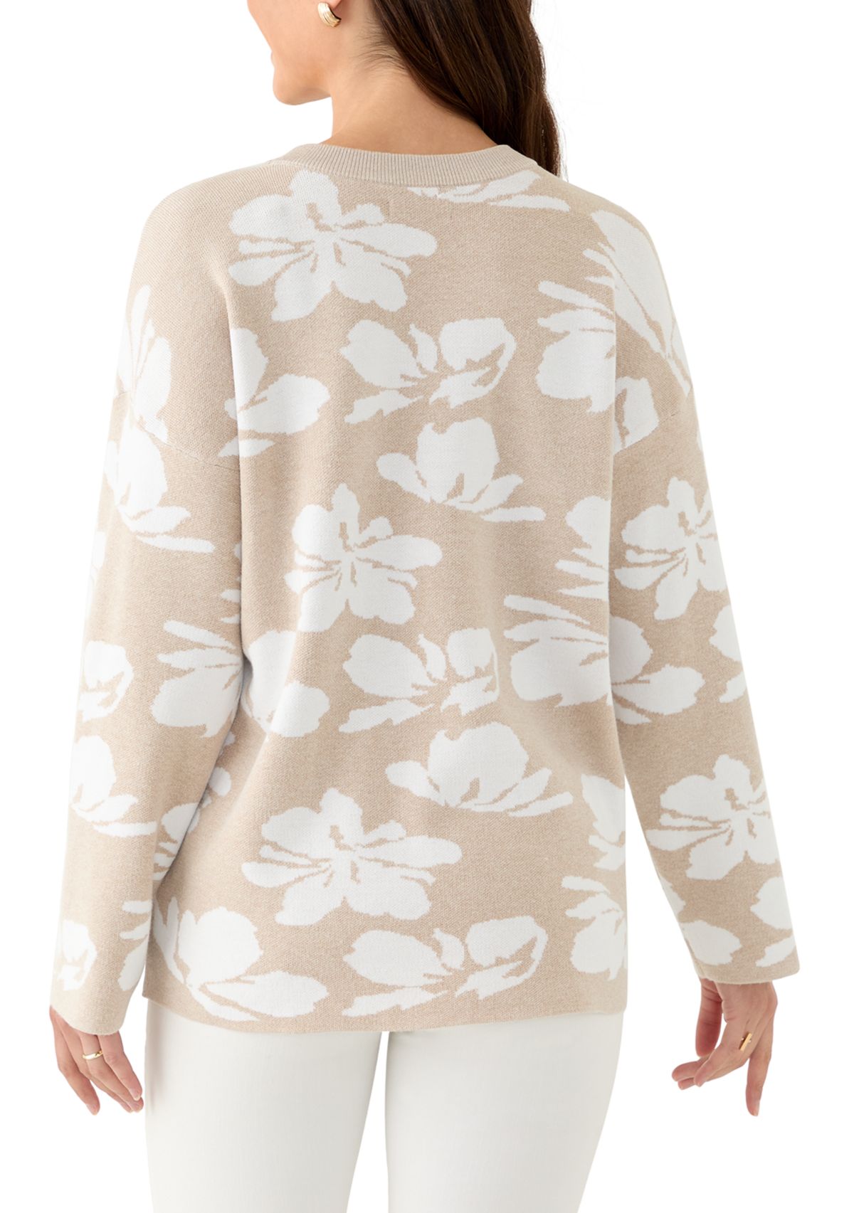 Petite Intarsia Knit Tunic Sweater