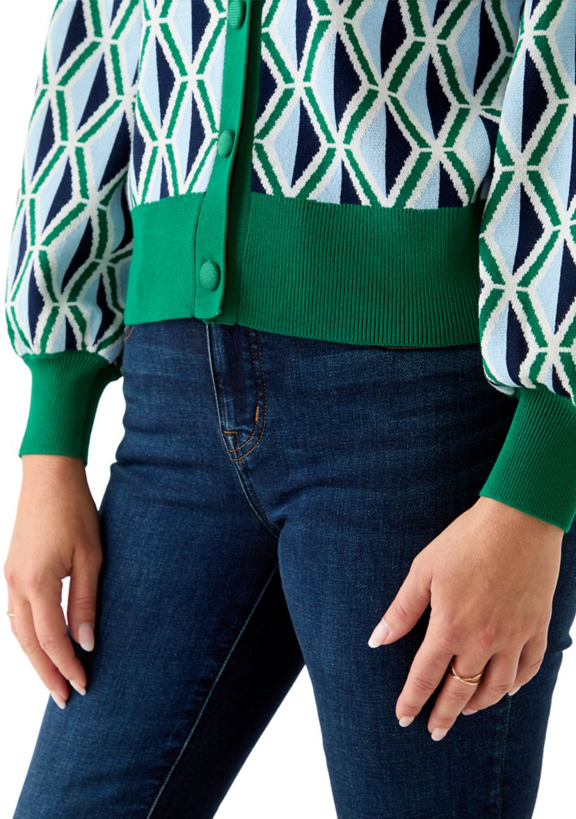 Petite Crop Cardigan Intarsia Sweater