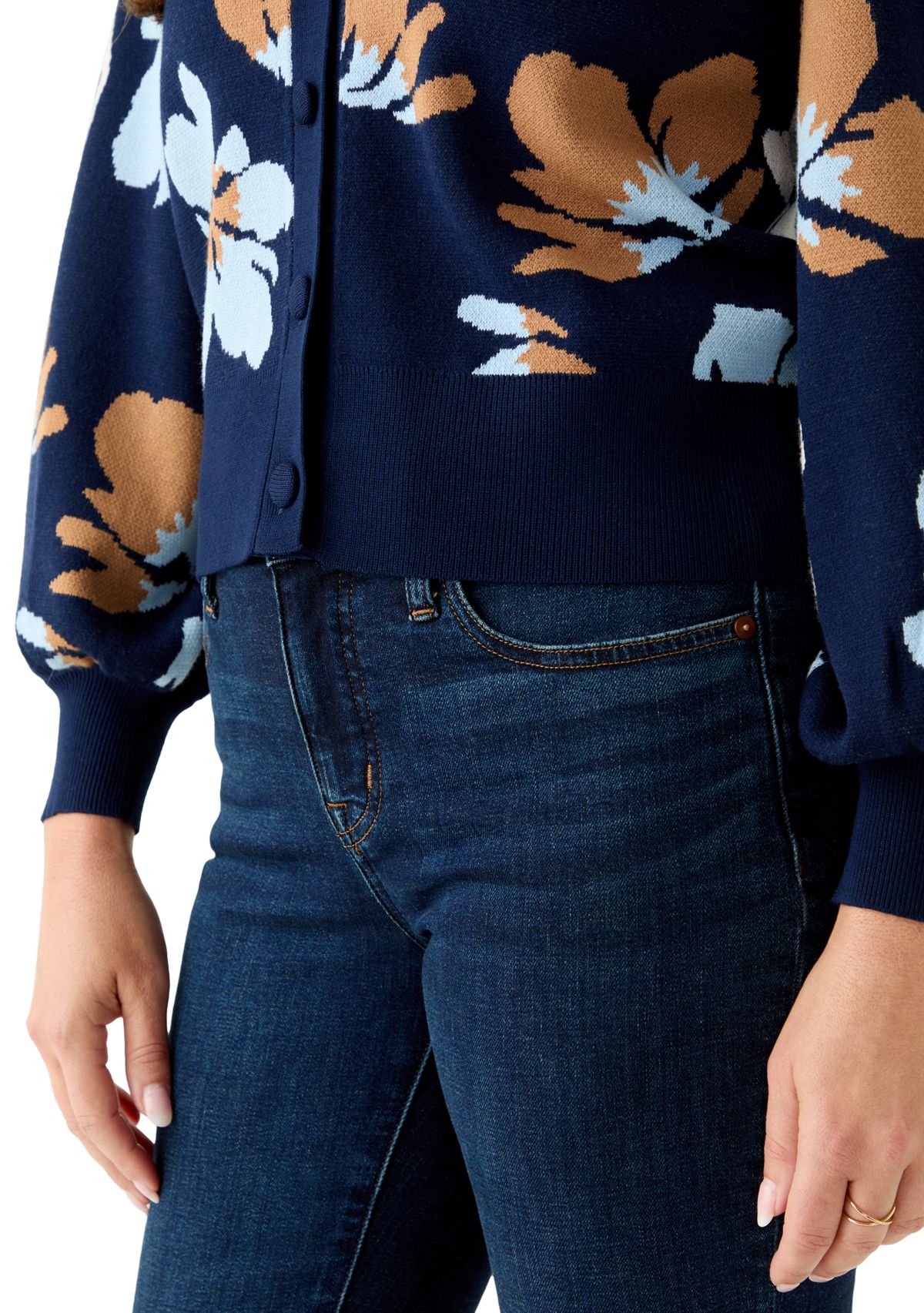 Petite Crop Cardigan Intarsia Sweater