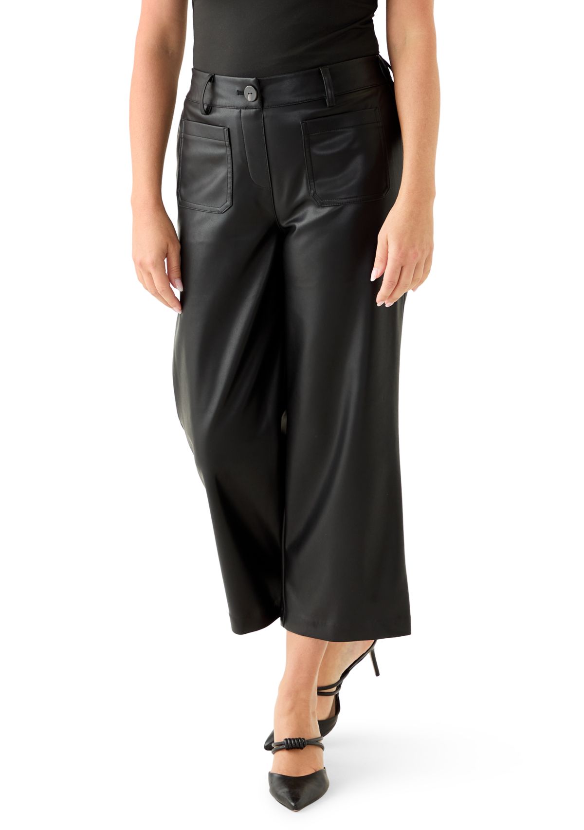 Petite Leather Cropped Pants