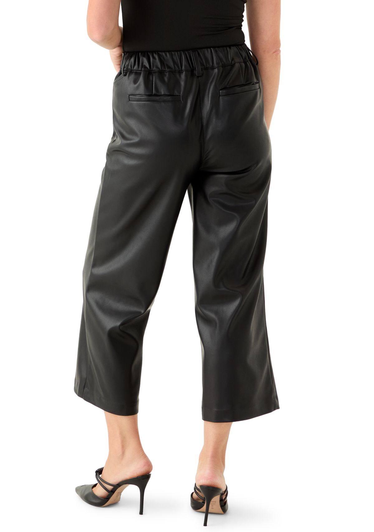 Petite Leather Cropped Pants