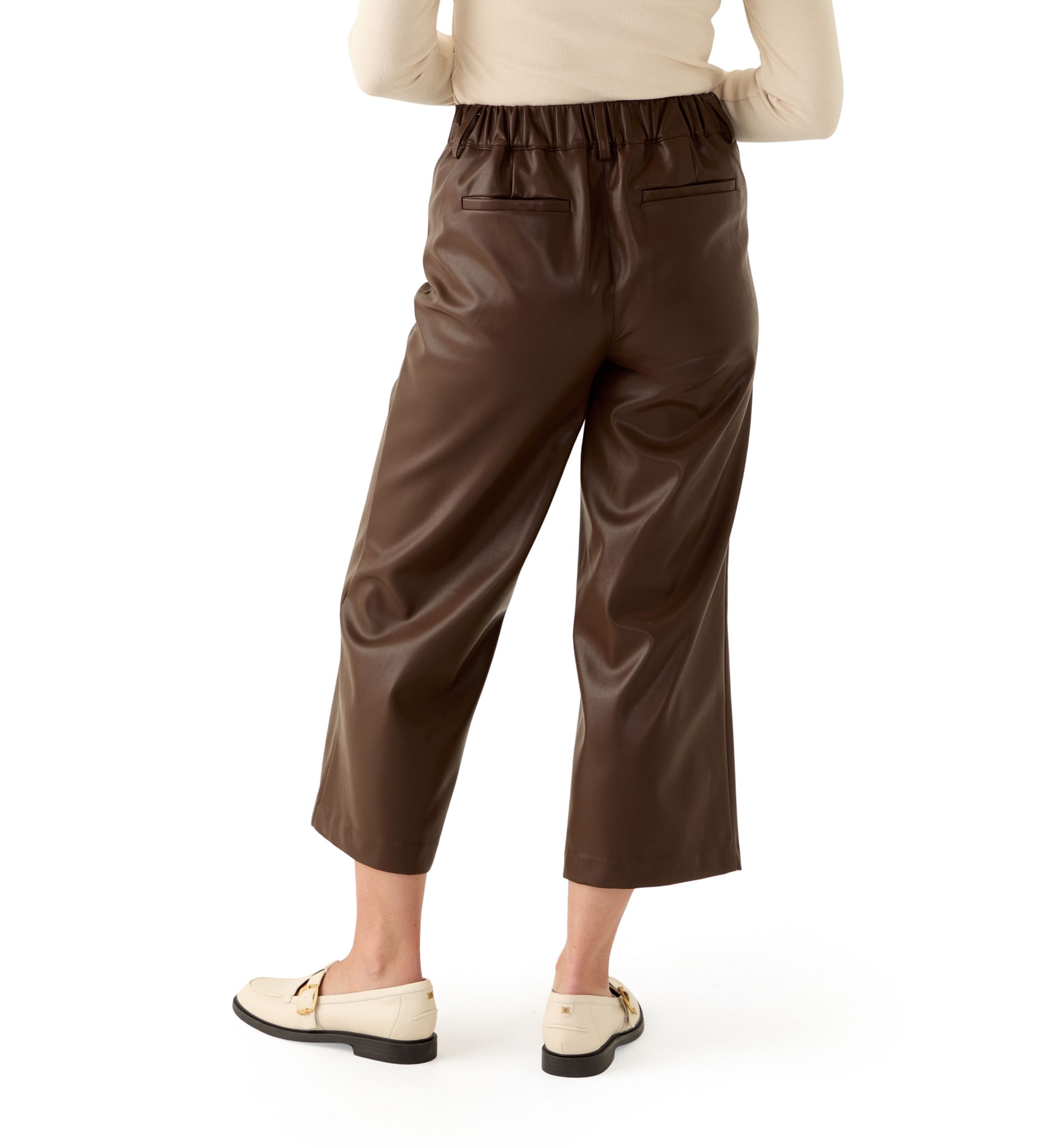 Petite Leather Cropped Pants