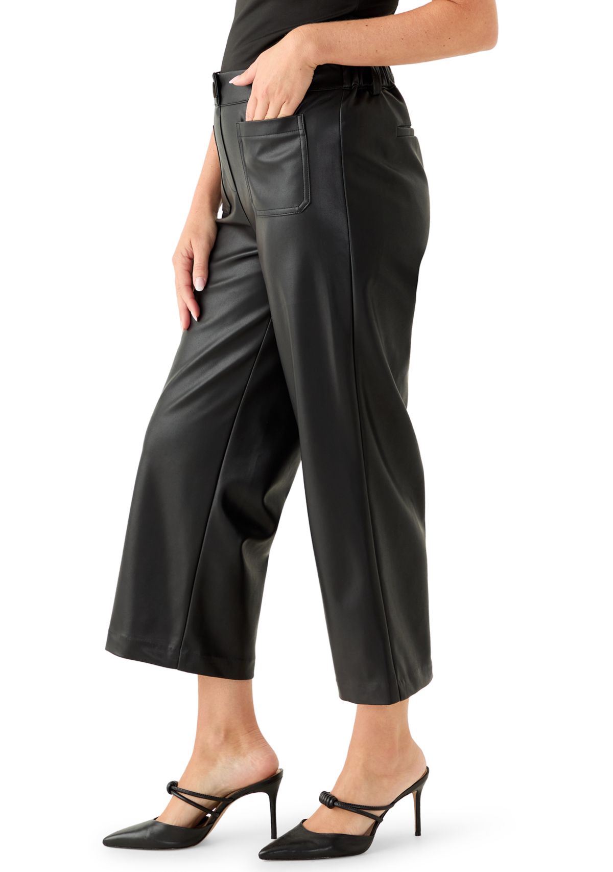 Petite Leather Cropped Pants