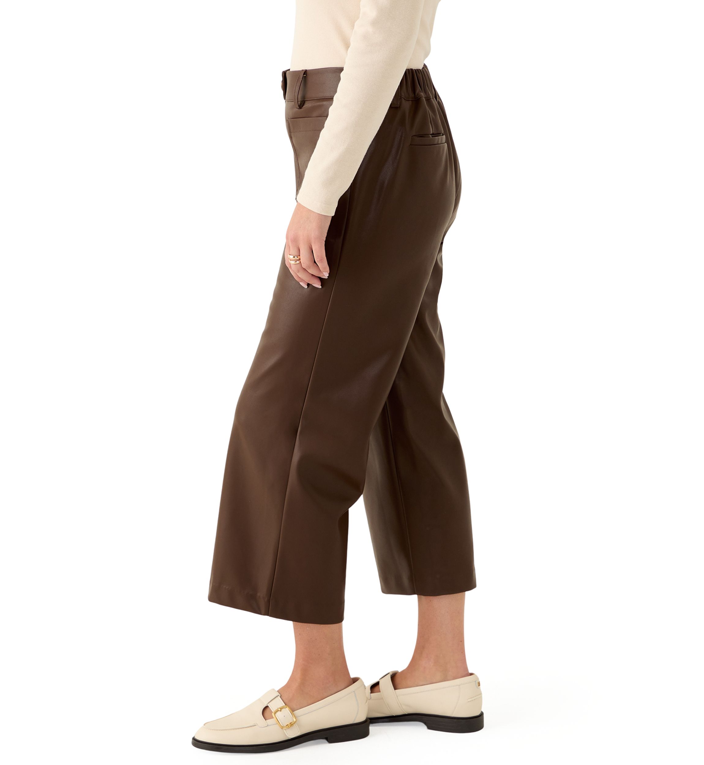 Petite Leather Cropped Pants