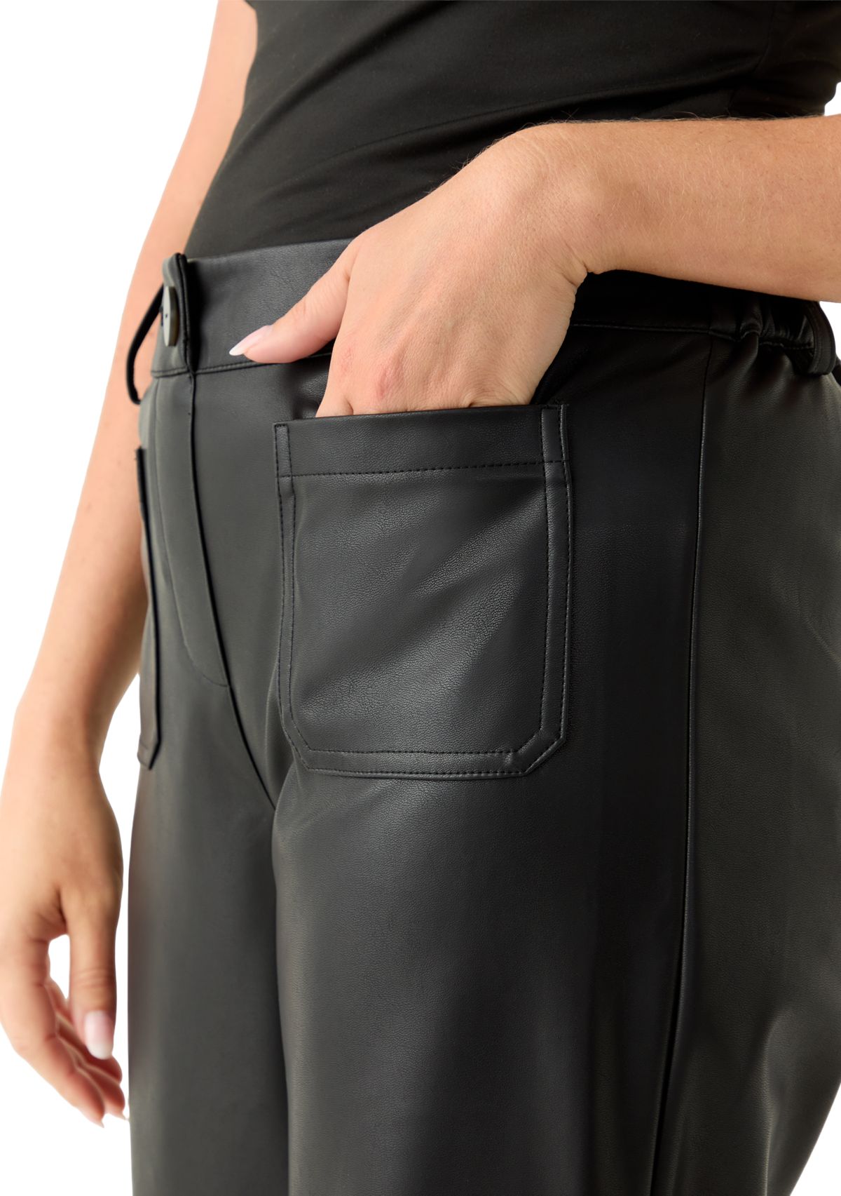 Petite Leather Cropped Pants