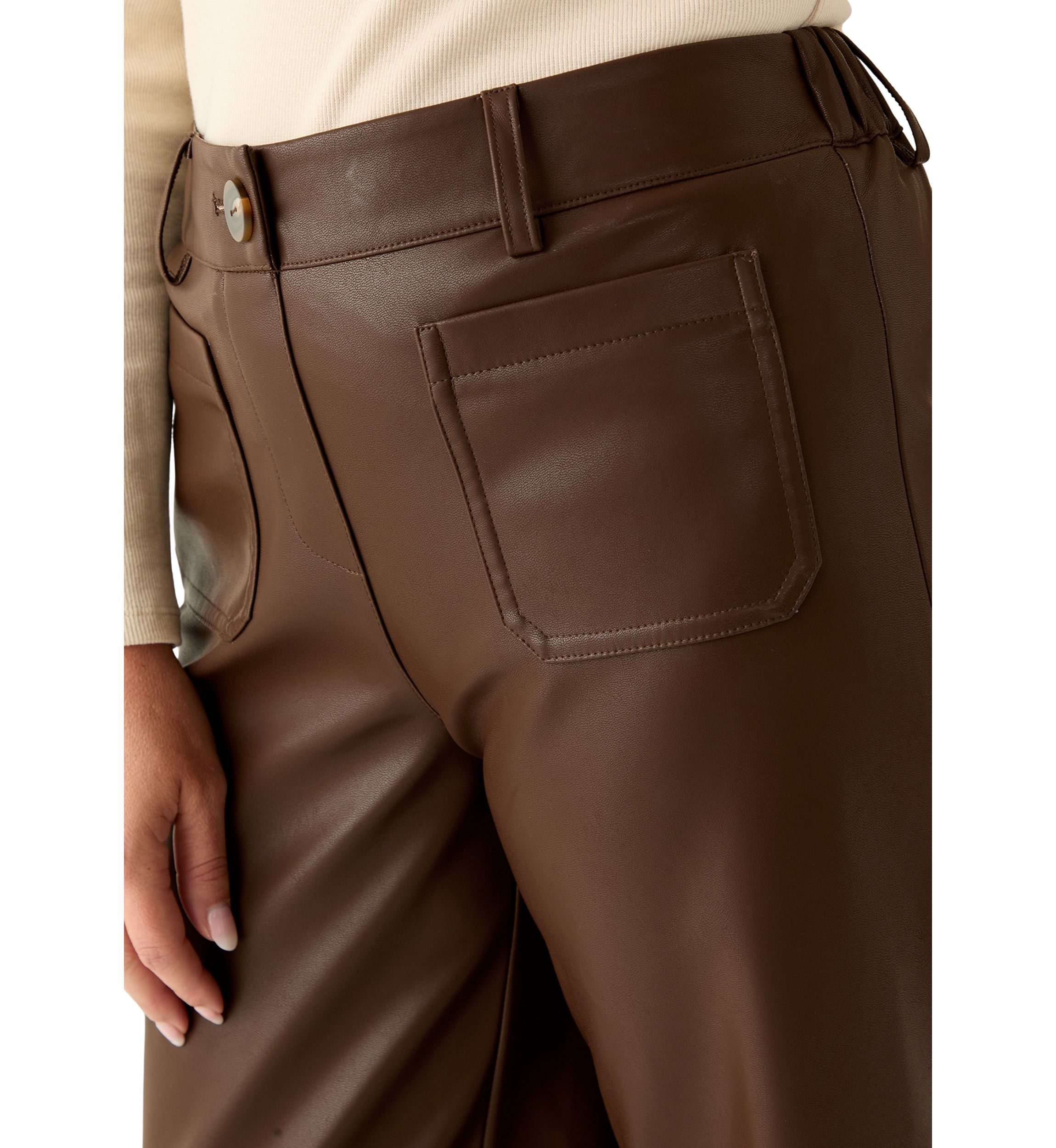 Petite Leather Cropped Pants