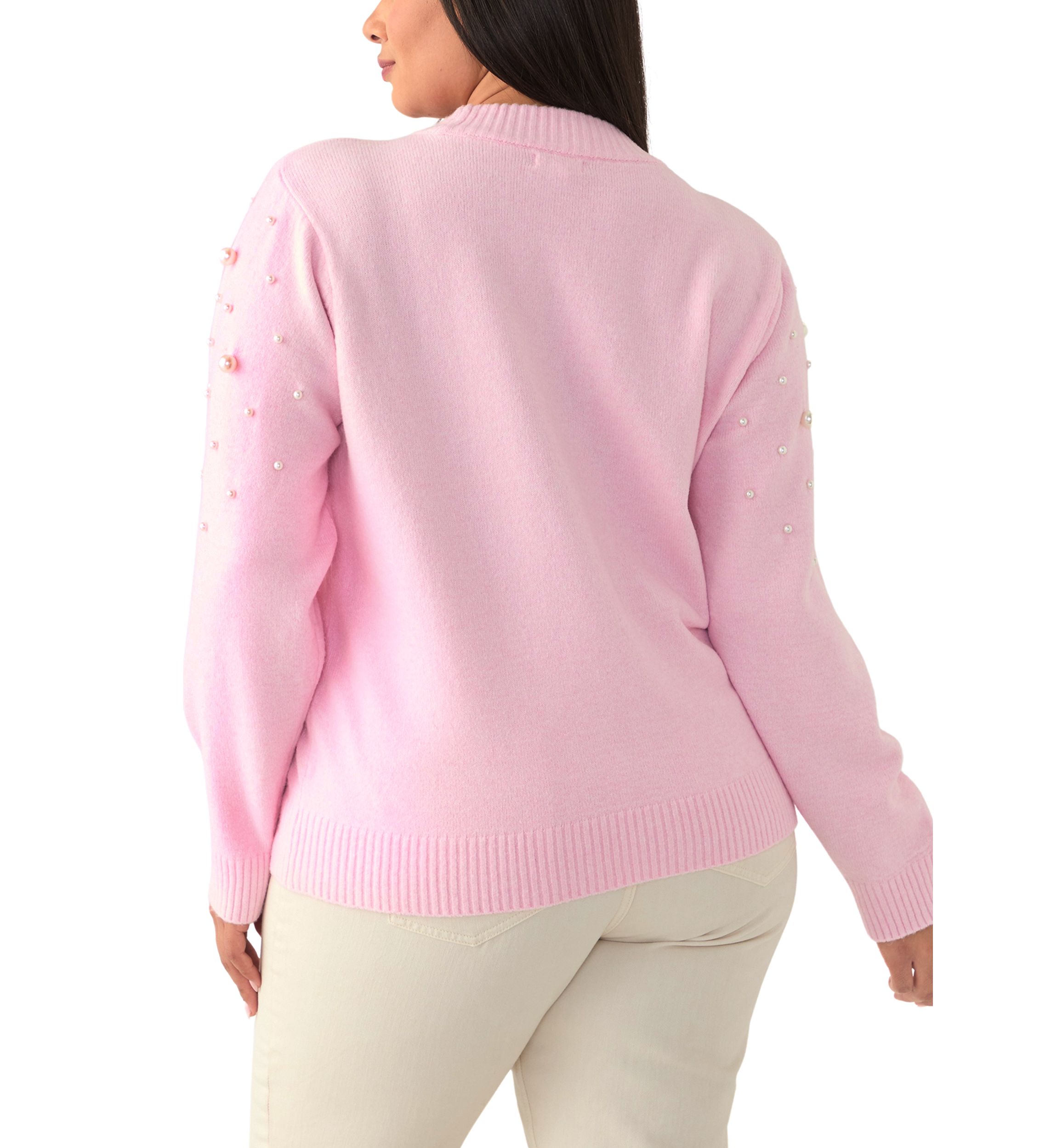 Plus Size Pearl Embellished Pullover Sweater