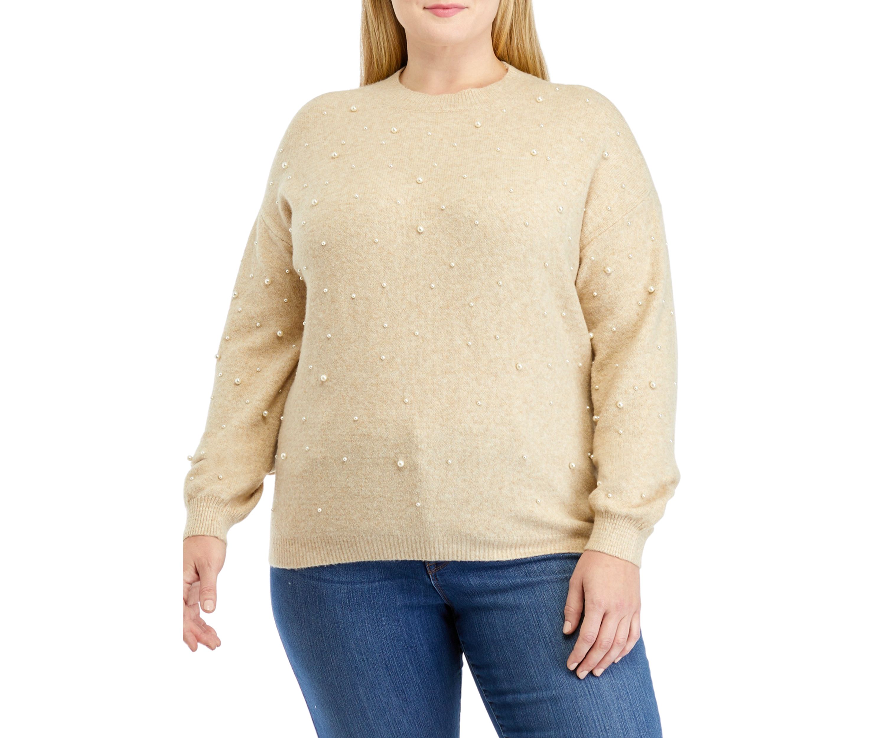 Plus Size Pearl Jewel Sweater